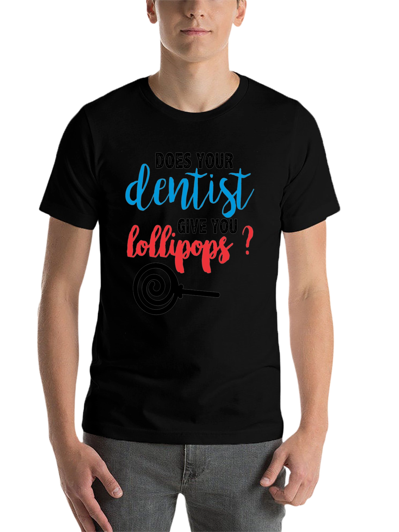 Black Dentist Lollipop T-Shirt - Funny Dental Humor Tee view 7