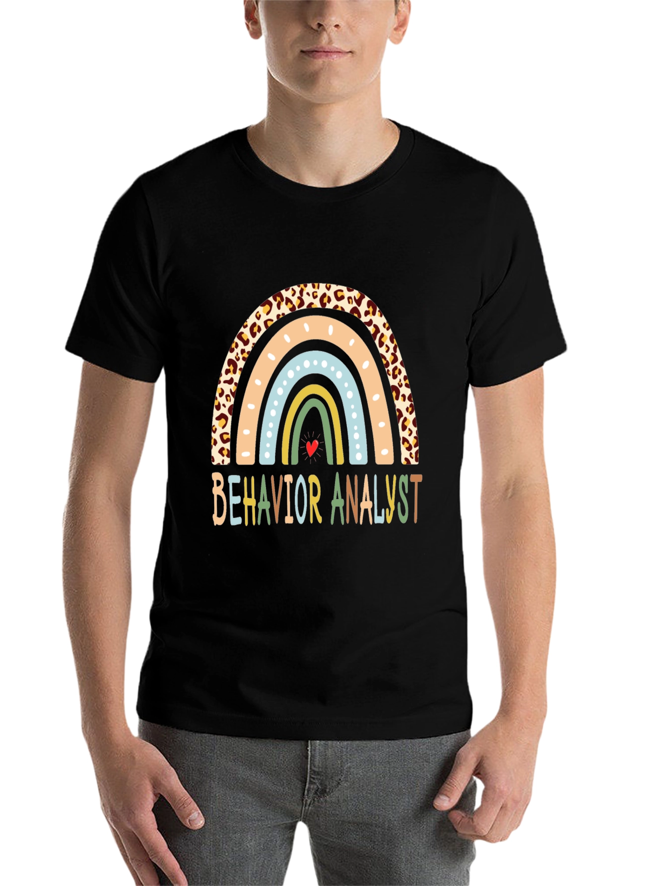 Black Behavior Analyst Rainbow Graphic Tee view 7
