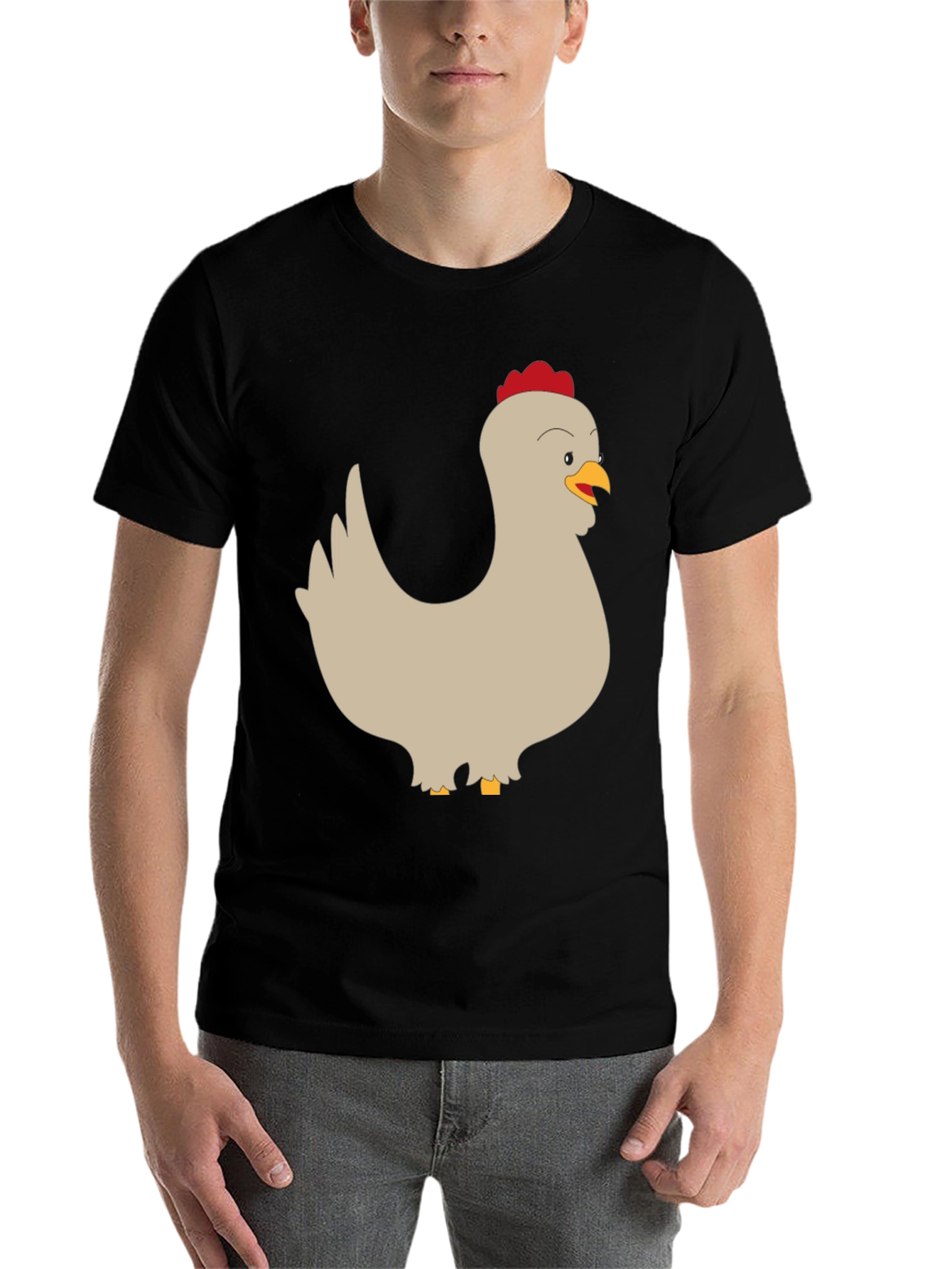 Black Funny Chicken Graphic Tee - Men's Black T-Shirt view 7