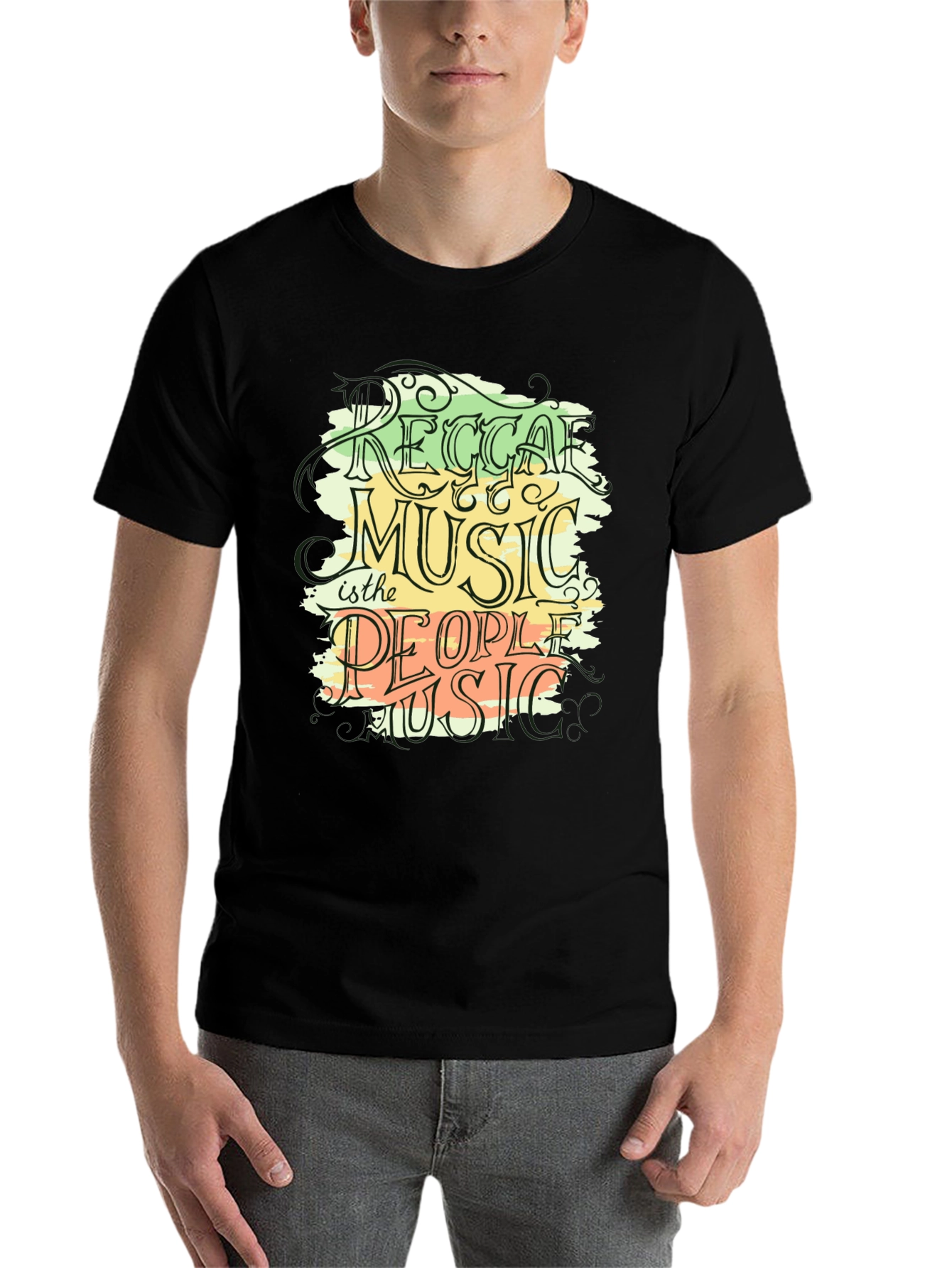 Black Reggae Music Graphic Black T-Shirt view 7