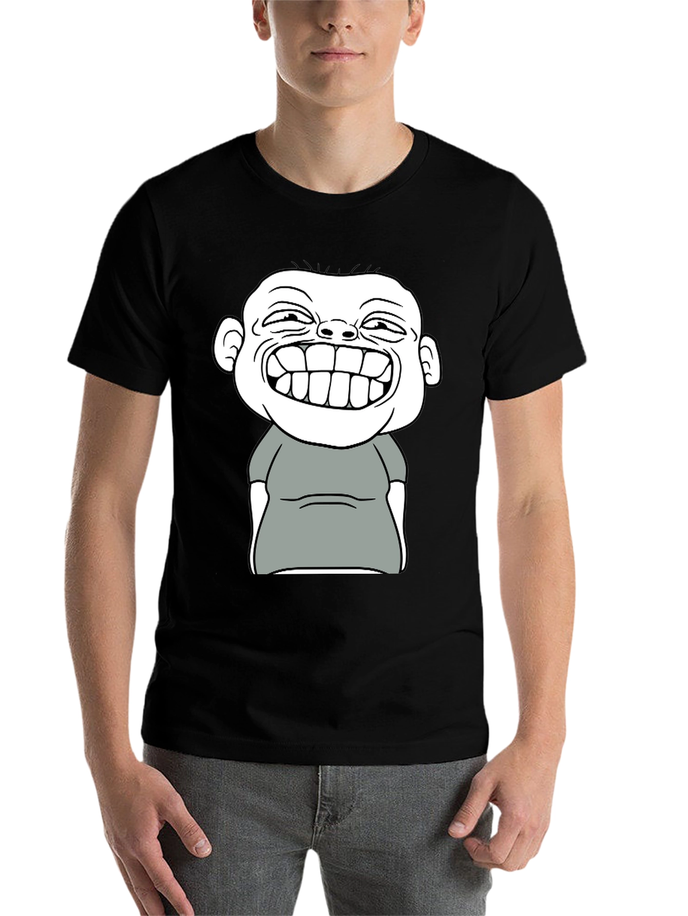 Black Funny Cartoon Graphic T-Shirt - Black Cotton Tee view 7