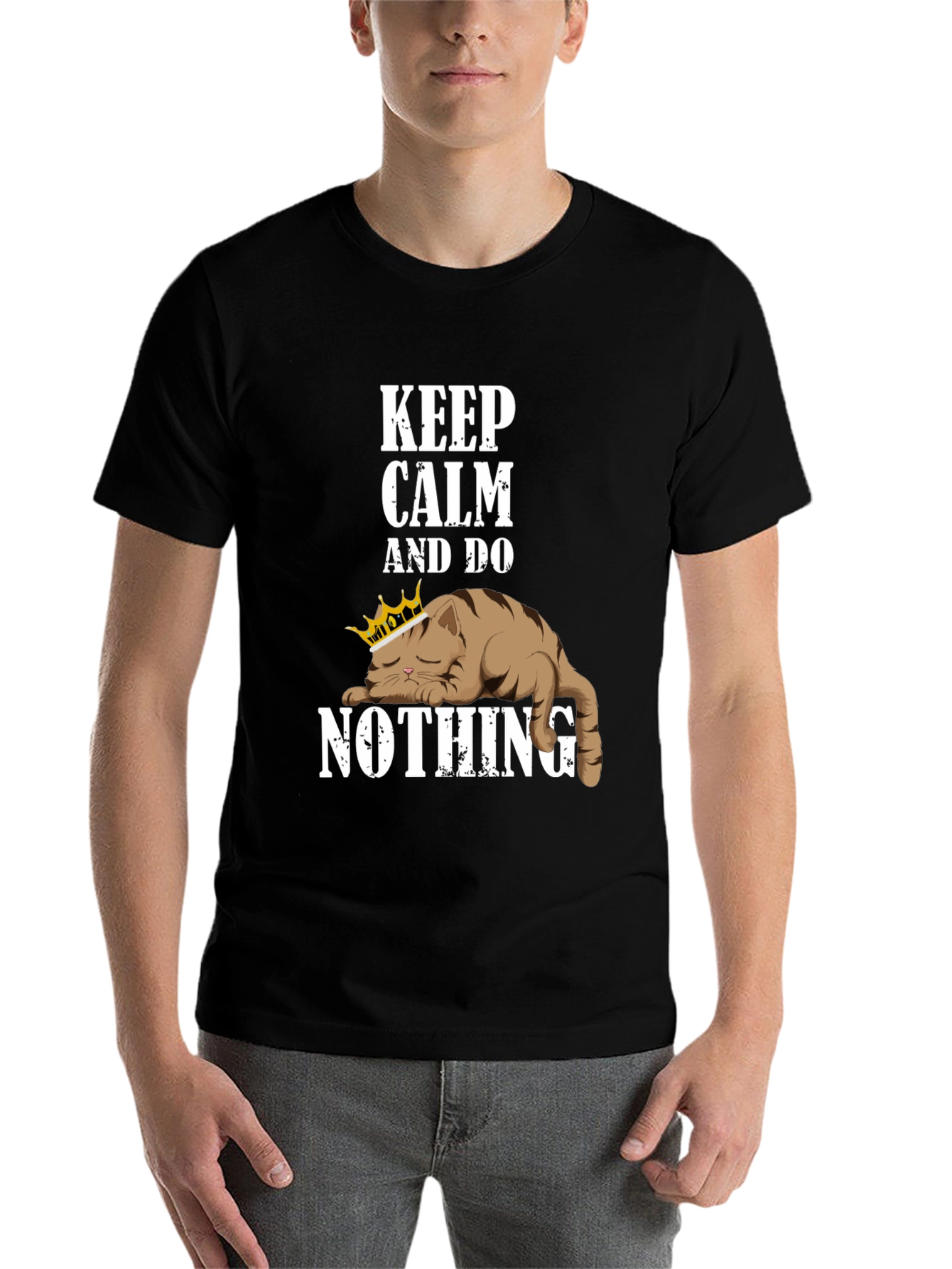 Black Keep Calm Cat T-Shirt view 7