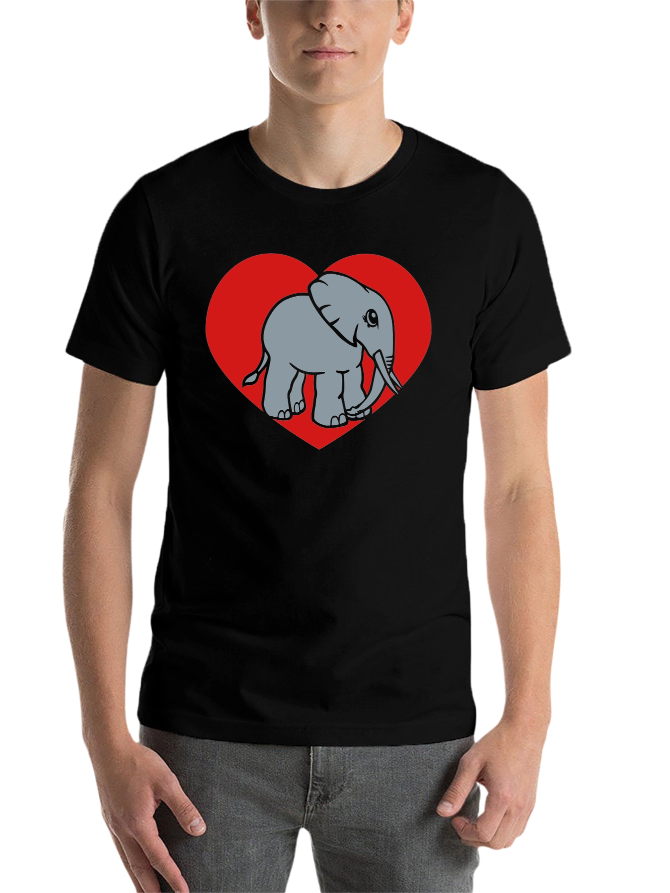 Black Elephant Heart Graphic Tee - Black view 7