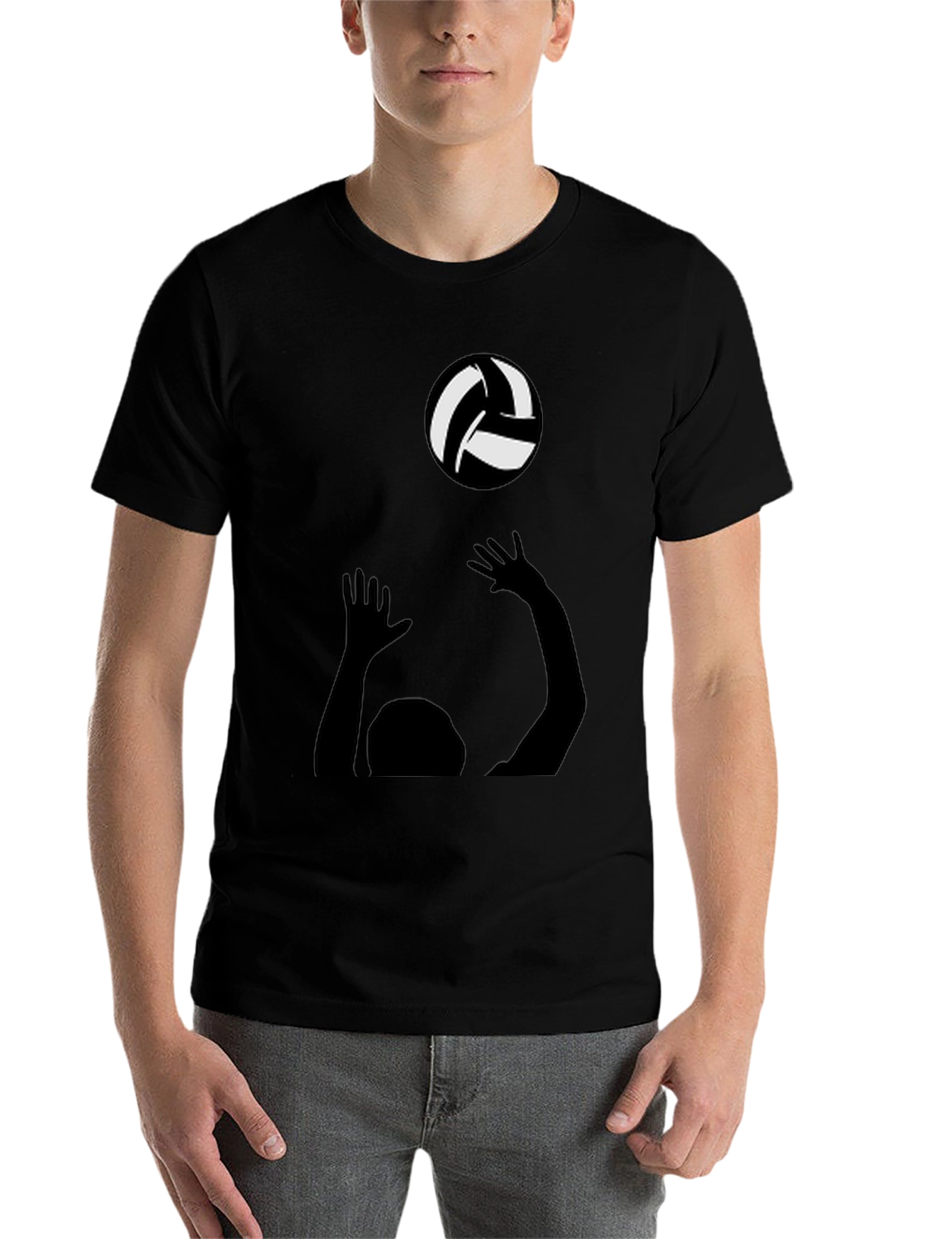 Black Volleyball Player Graphic Tee - Black Cotton Shirt view 7