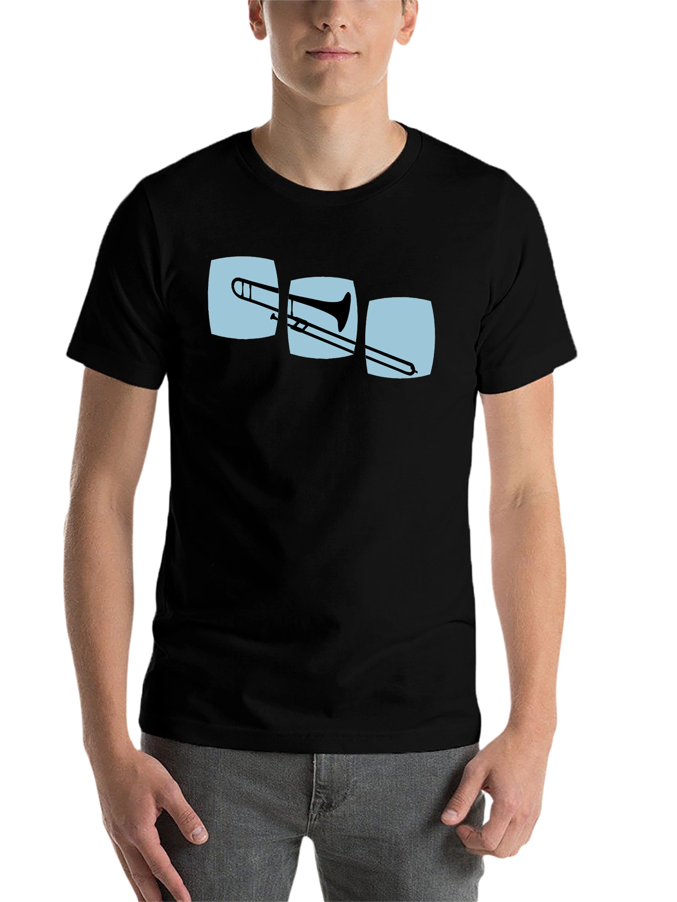 Black Trombone Graphic Print Black T-Shirt view 7