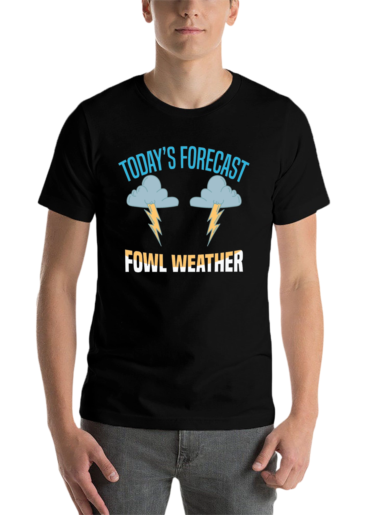 Black Fowl Weather T-Shirt - Funny Weather Forecast Tee view 7