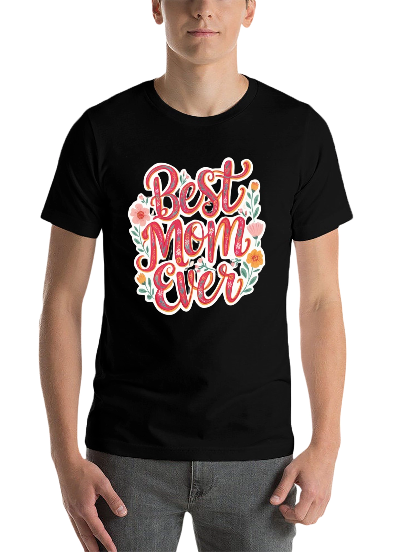 Black Best Mom Ever Floral T-Shirt view 7