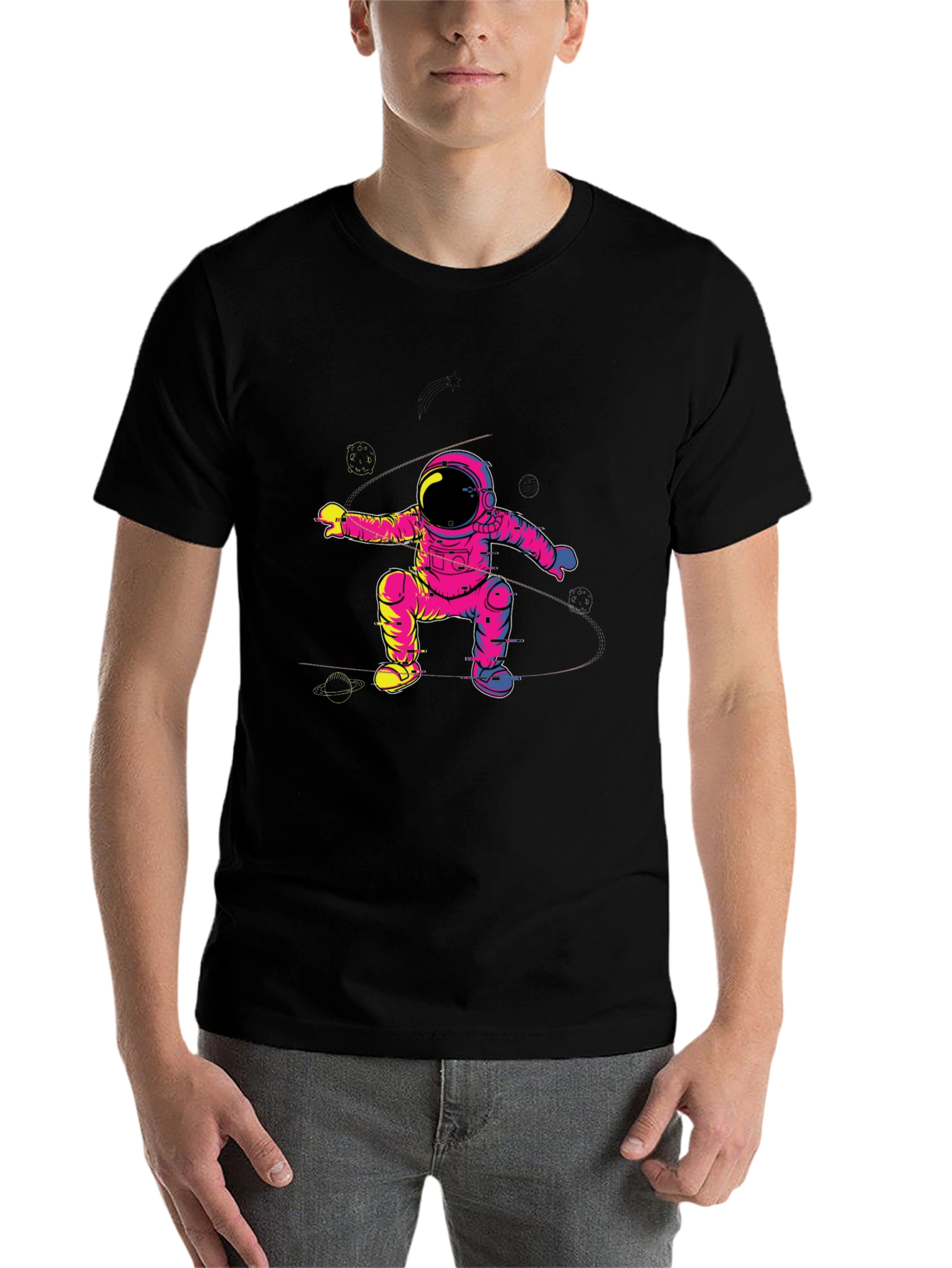 Black Astronaut Graphic Tee - Galaxy Explorer T-Shirt view 7