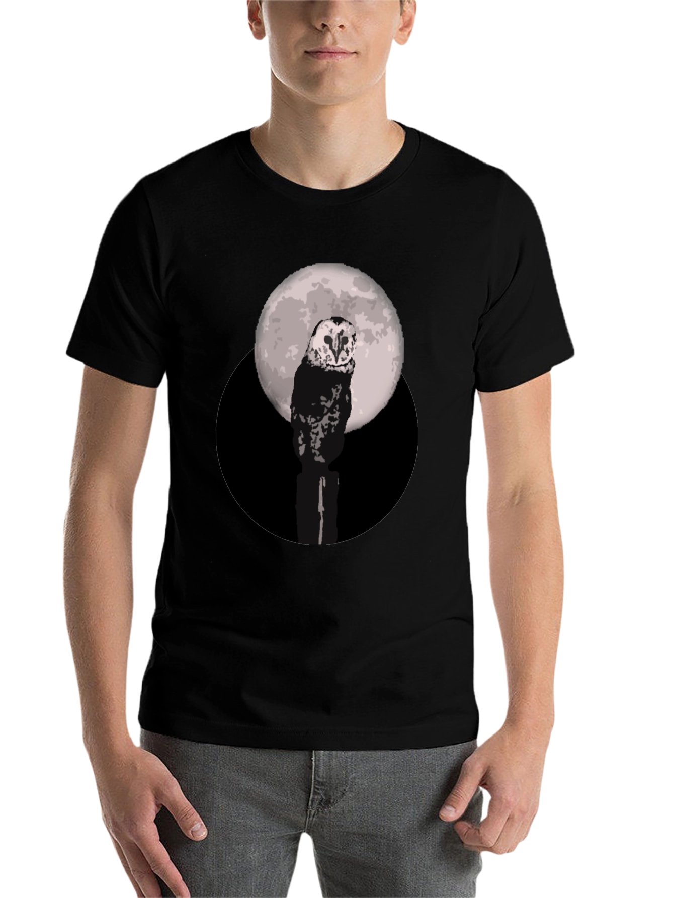 Black Owl Moon Graphic Tee - Black Cotton Blend view 7