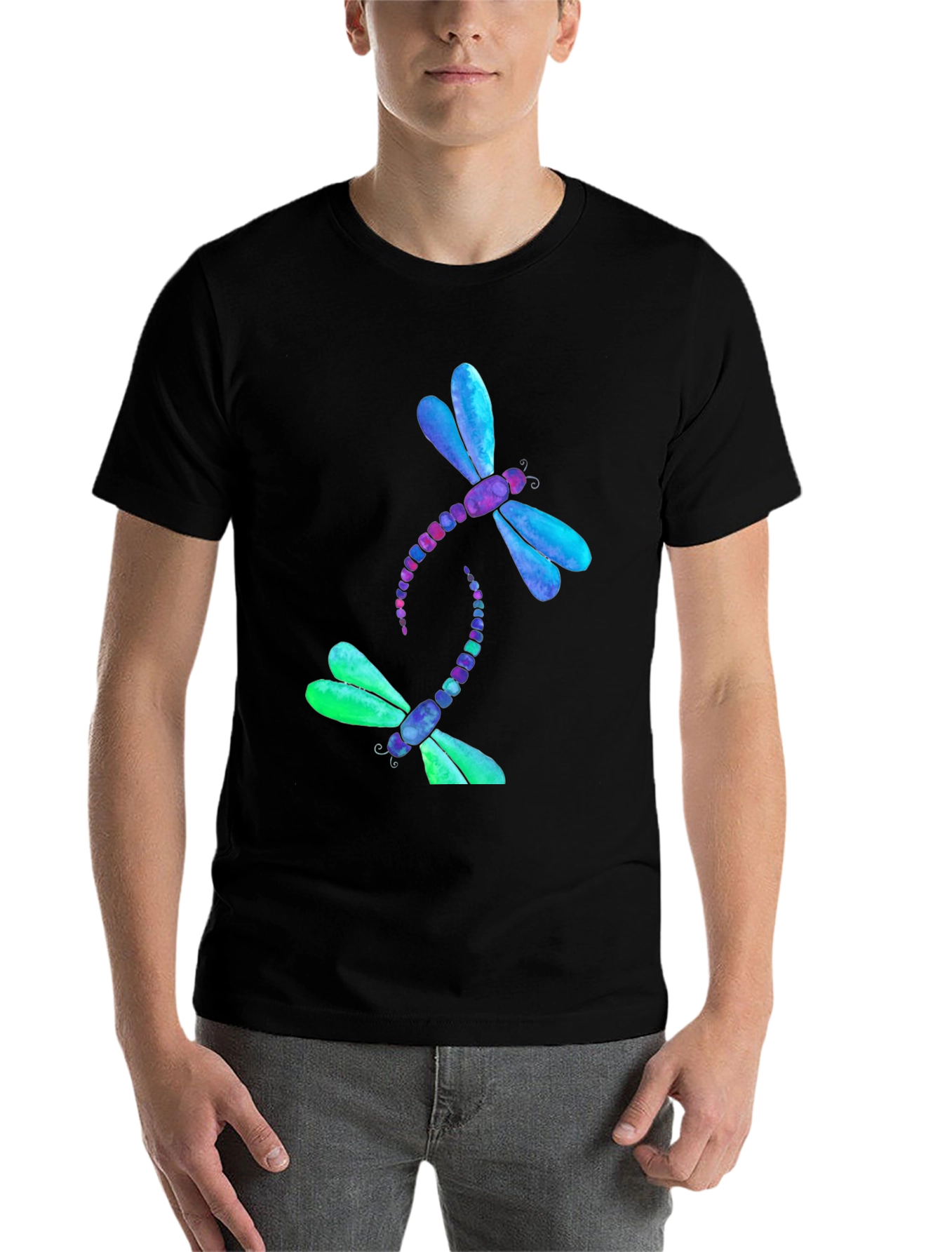 Black Dragonfly Graphic Tee - Men's Black T-Shirt view 7