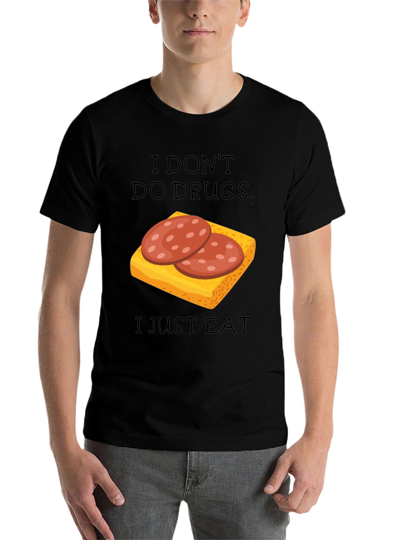 Black I Don't Do Drugs I Just Eat Funny T-Shirt view 7