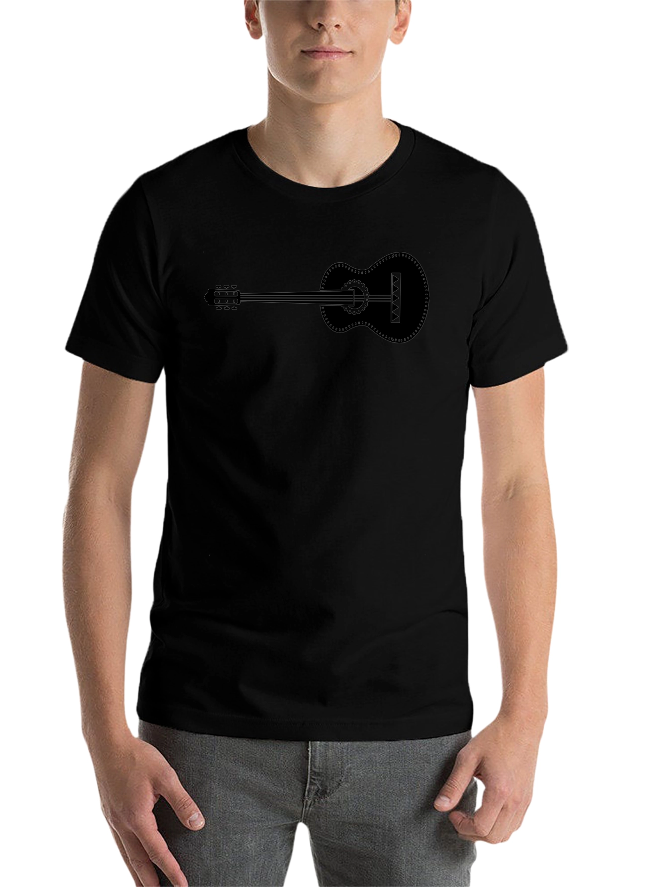Black Guitar Graphic Tee - Black Cotton T-Shirt view 7