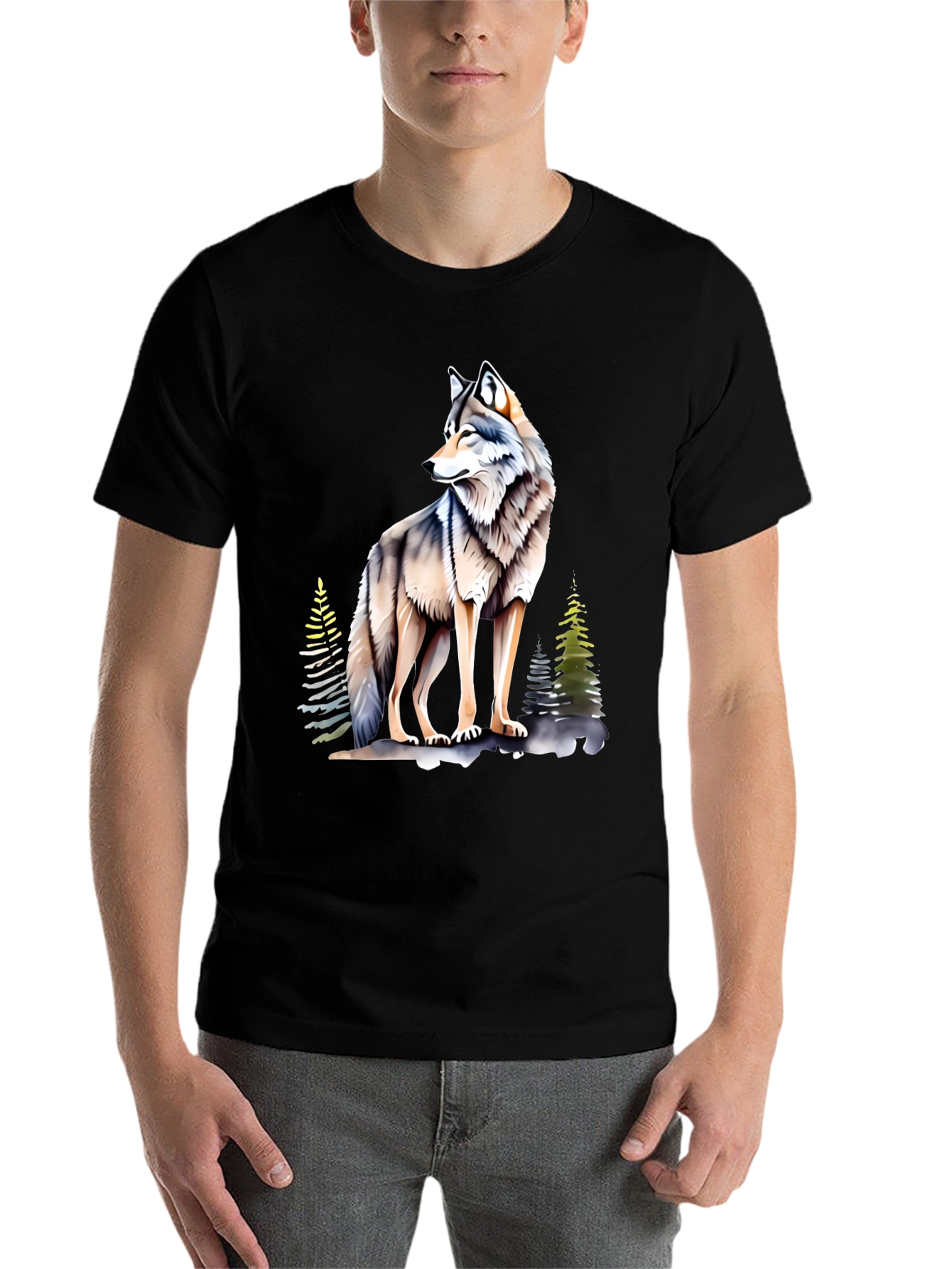 Black Wolf Graphic Tee - Cool Nature Design view 7