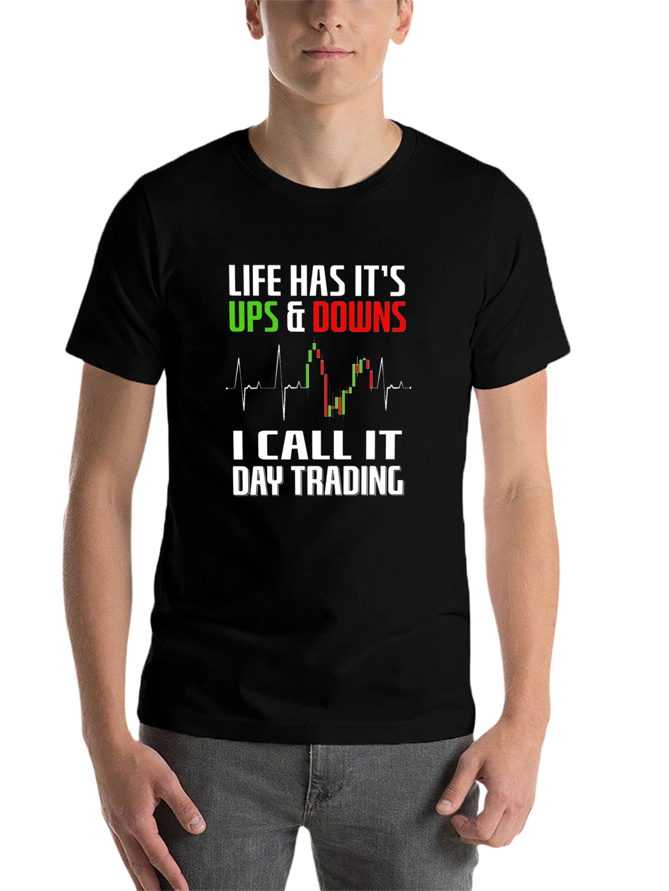 Black Day Trading T-Shirt - Life's Ups and Downs Tee view 7