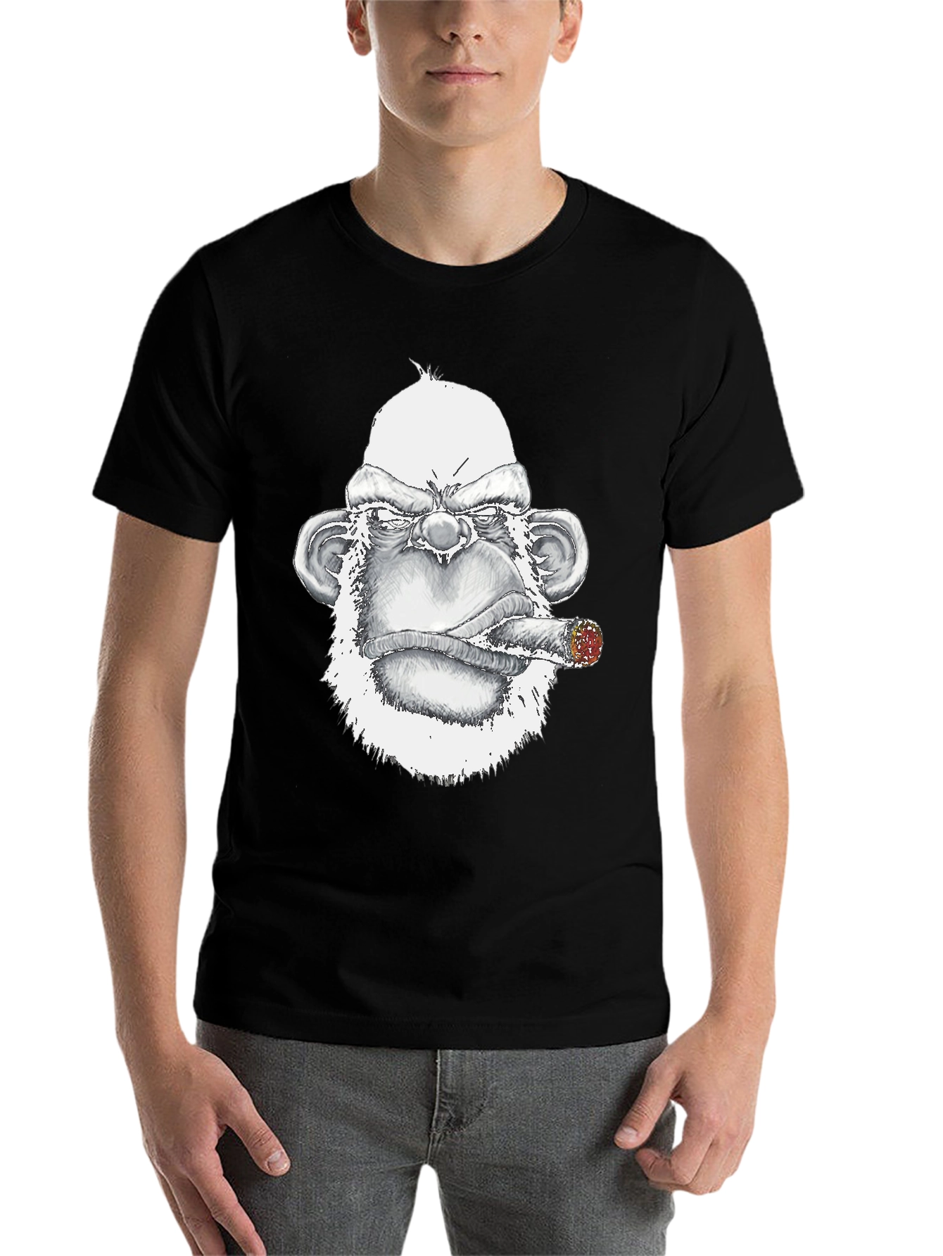 Black Grumpy Gorilla Tee: Bold Graphic Print view 7