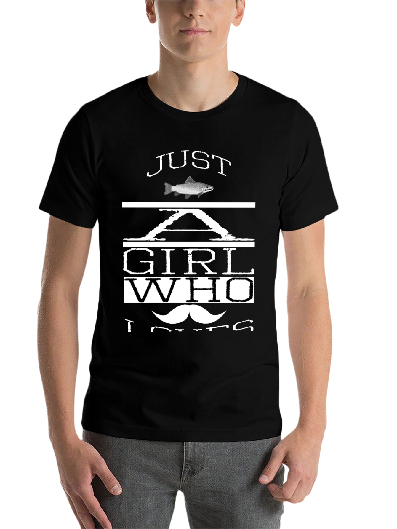 Black Just A Girl Who Loves Fish T-Shirt view 7