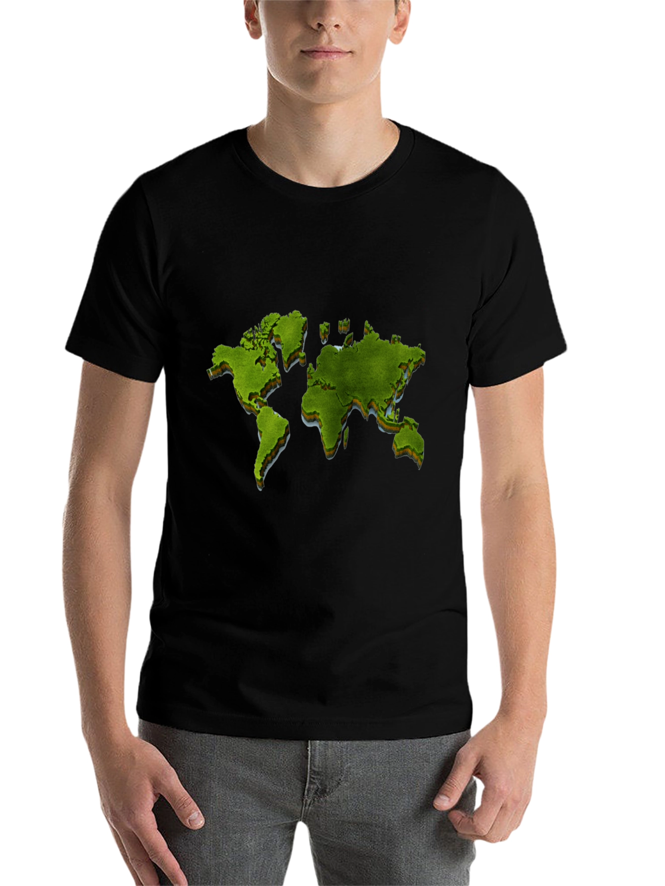 Black World Map Graphic Print Black T-Shirt view 7