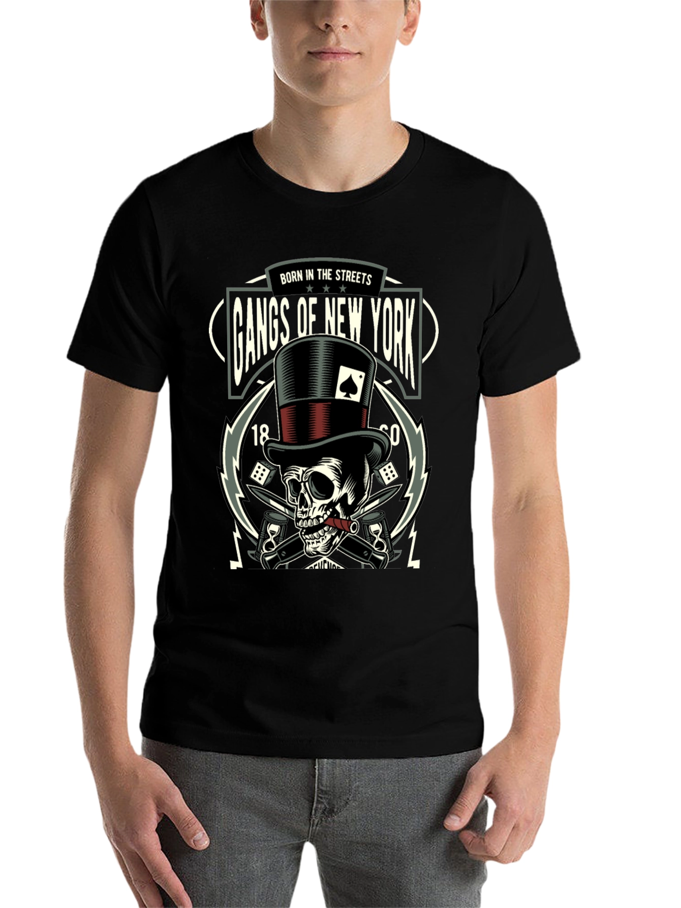 Black Gangs of New York Skull Graphic T-Shirt view 7