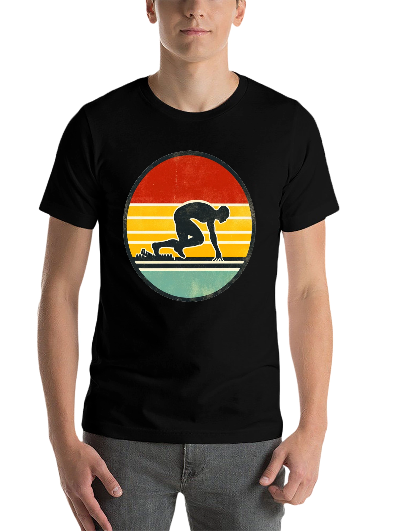 Black Retro Runner Graphic T-Shirt view 7