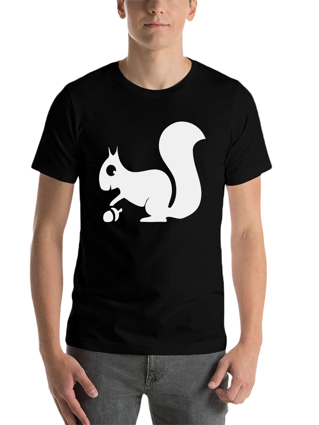 Black Squirrel Graphic Tee - Black Cotton T-Shirt view 7