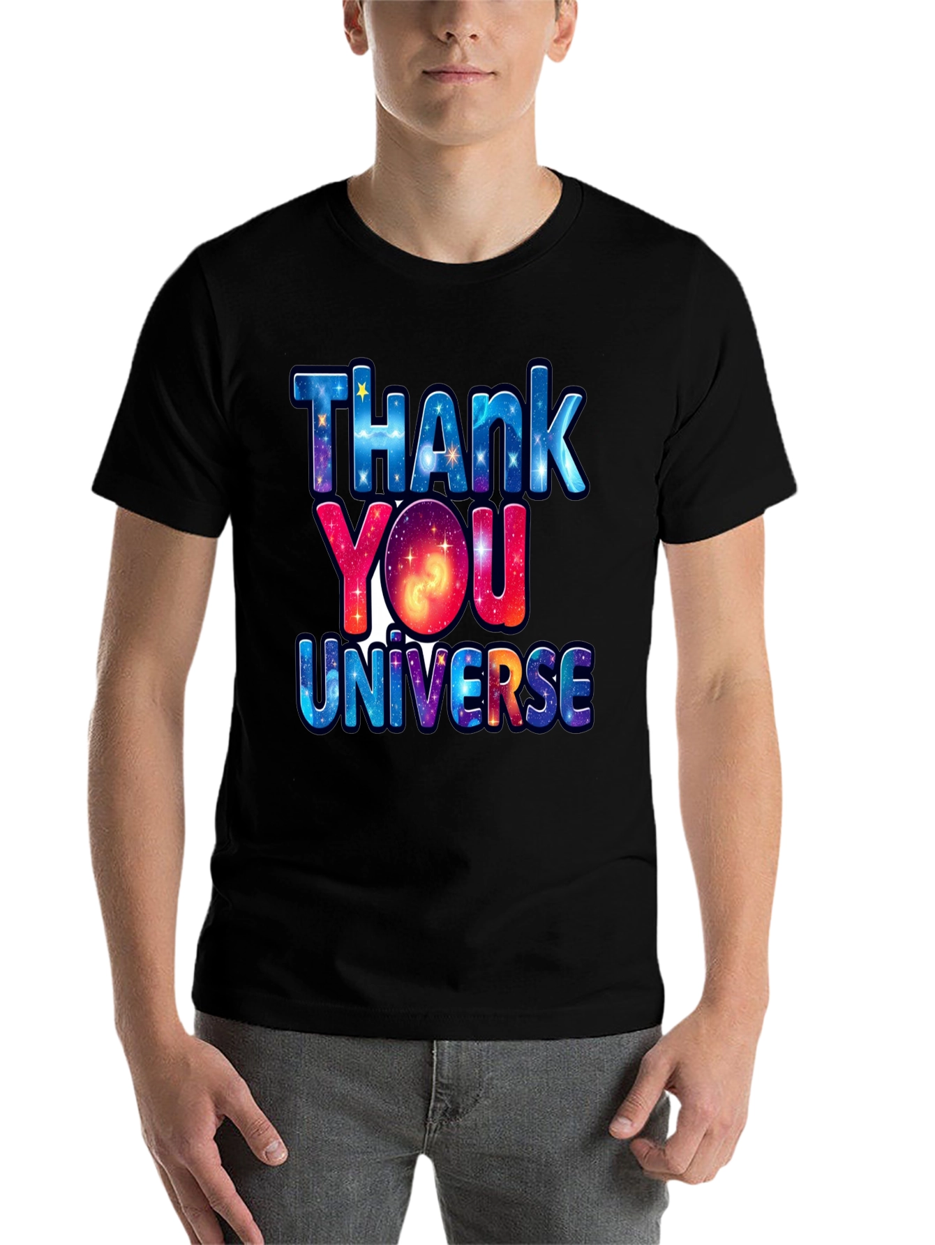 Black Thank You Universe Graphic T-Shirt view 7