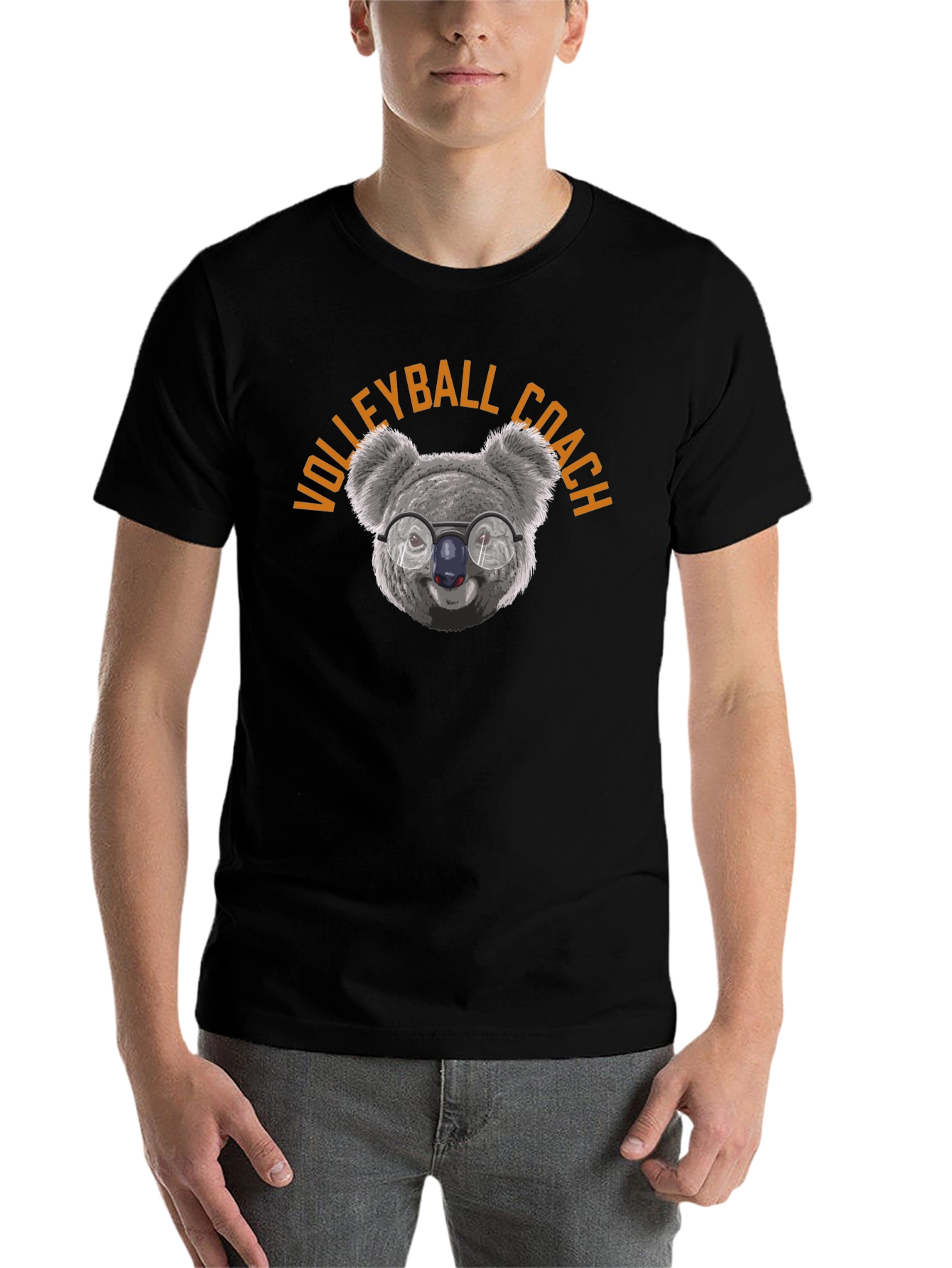Black Volleyball Coach Koala T-Shirt view 7