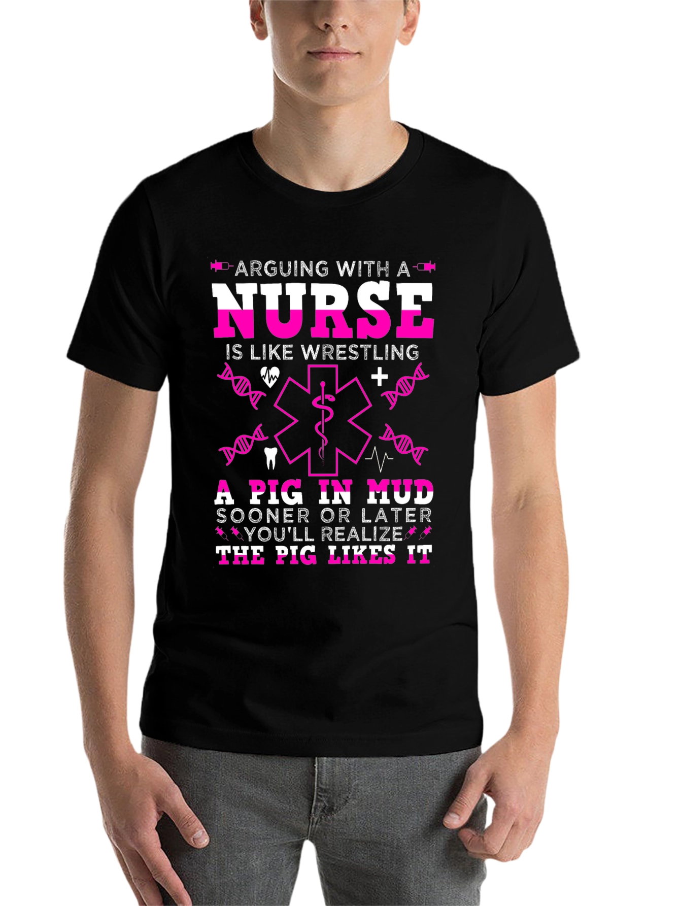 Black Arguing With a Nurse T-Shirt Funny Gift view 7