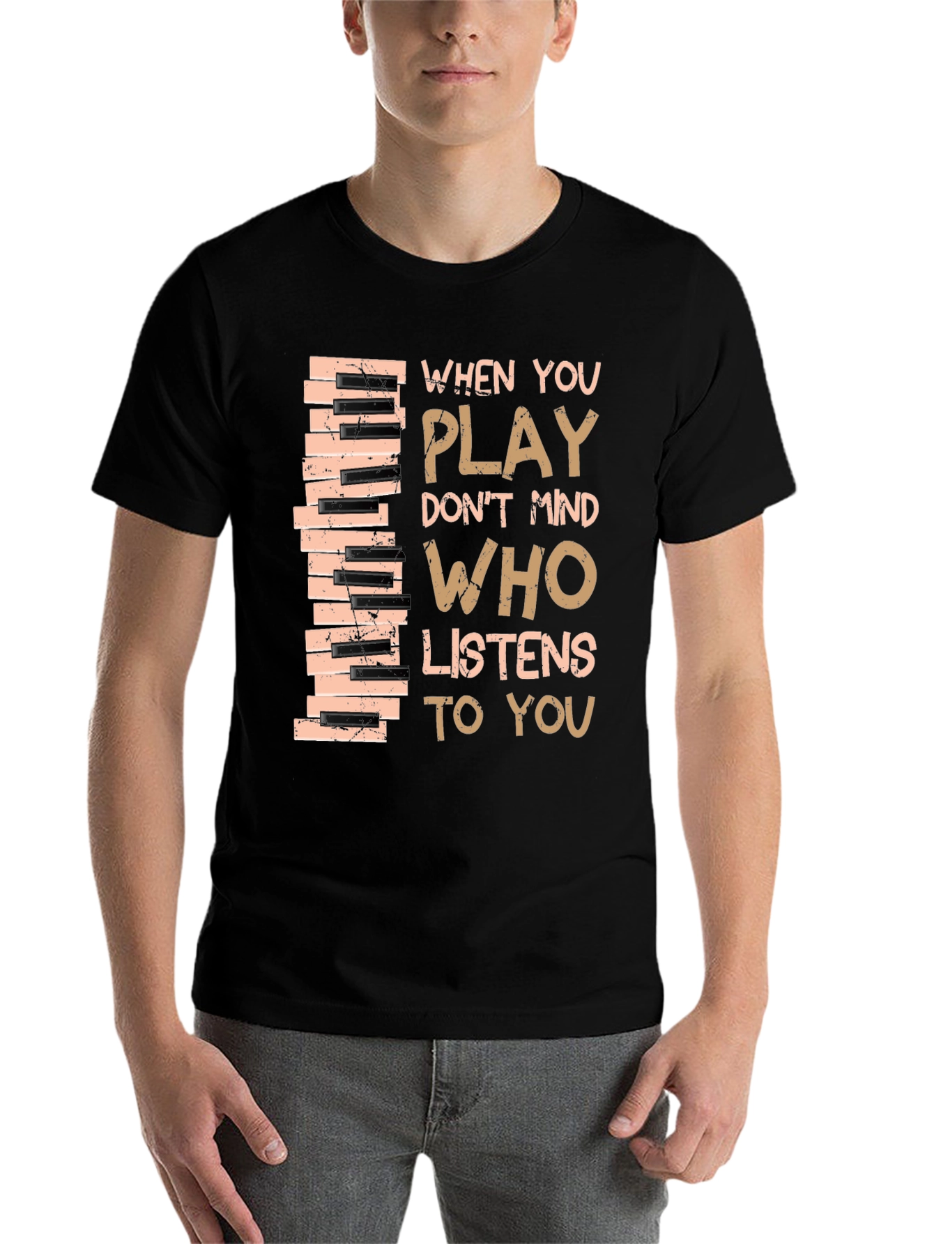 Black Piano Keys T-Shirt - Musical Inspiration view 7