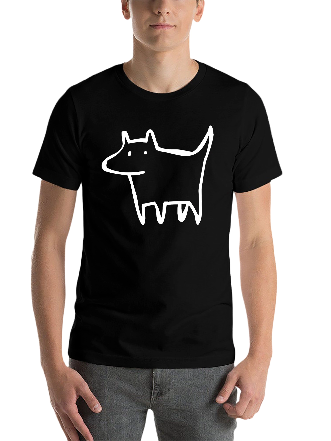 Black Dog Sketch Graphic Tee - Black Cotton view 7