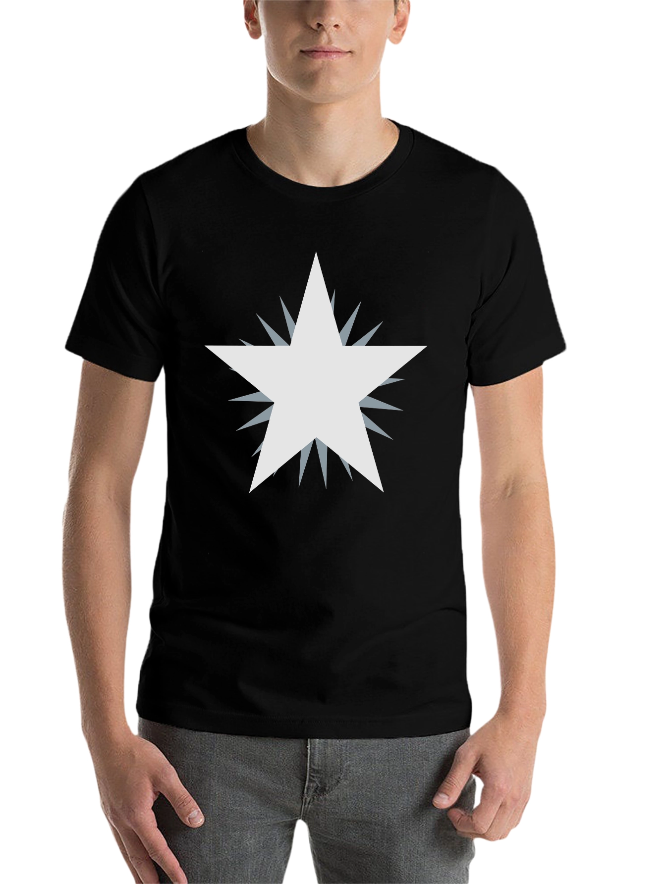 Black Men's Black Graphic Tee - Starburst Design view 7