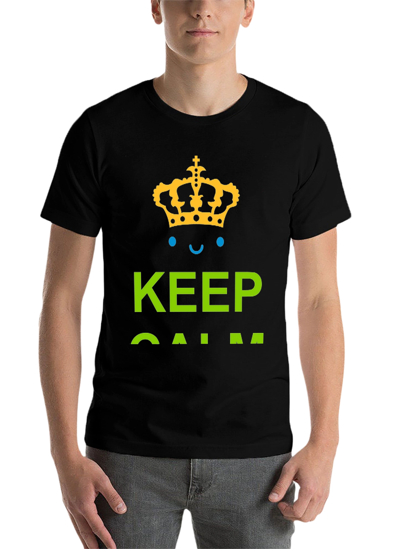 Black Keep Calm Graphic Tee - Black Cotton T-Shirt view 7
