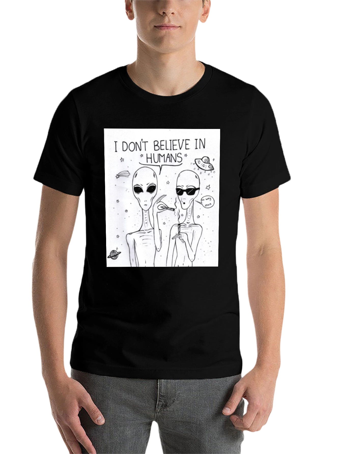 Black I Don't Believe In Humans Graphic Tee view 7