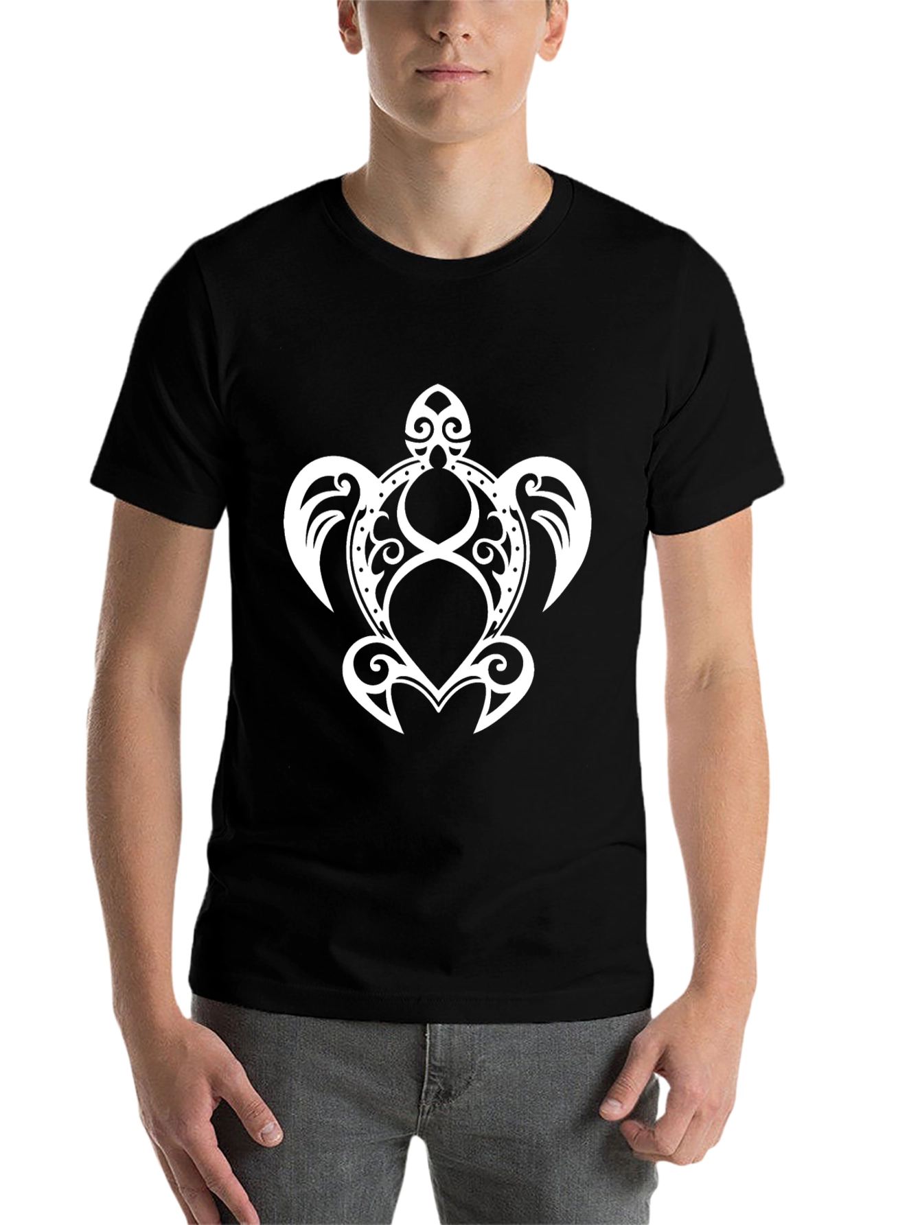 Black Tribal Turtle Graphic Tee - Black view 7