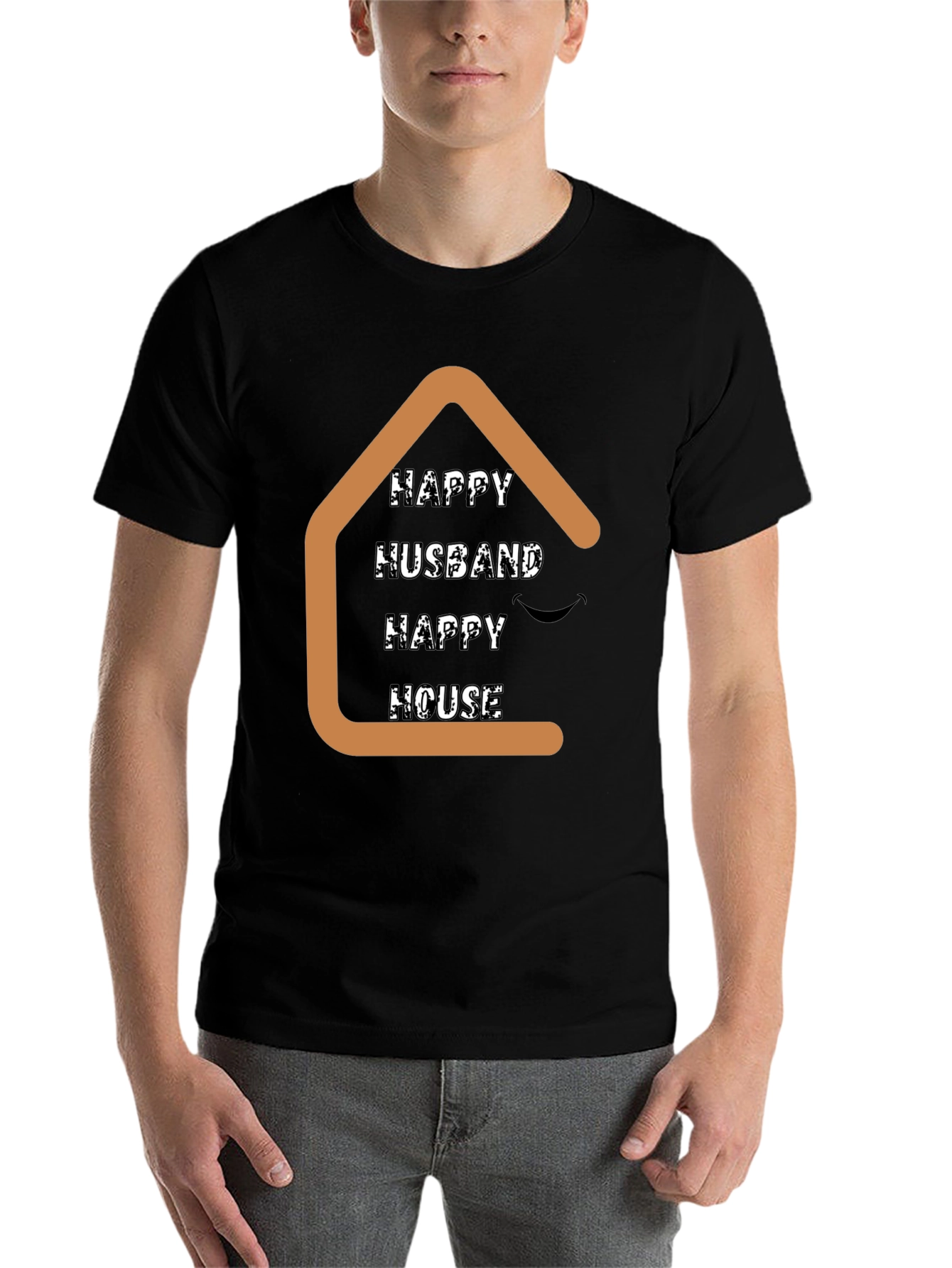 Black Happy Husband Happy House Graphic T-Shirt view 7