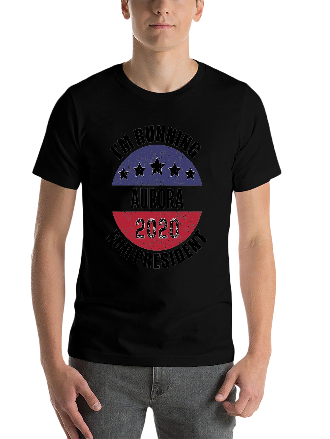 Black Aurora for President 2020 Black T-Shirt view 7