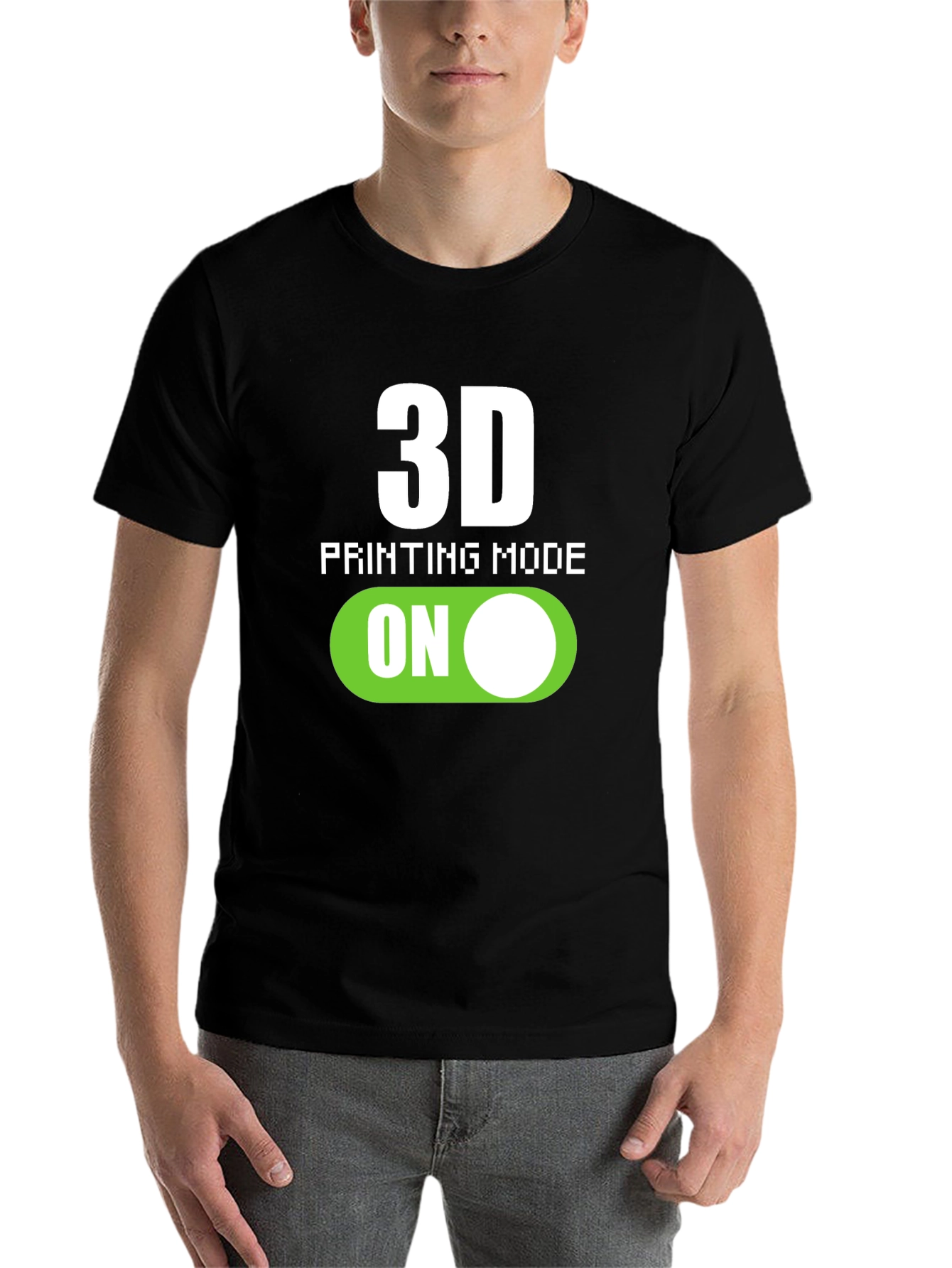 Black 3D Printing Mode On Graphic Tee view 7