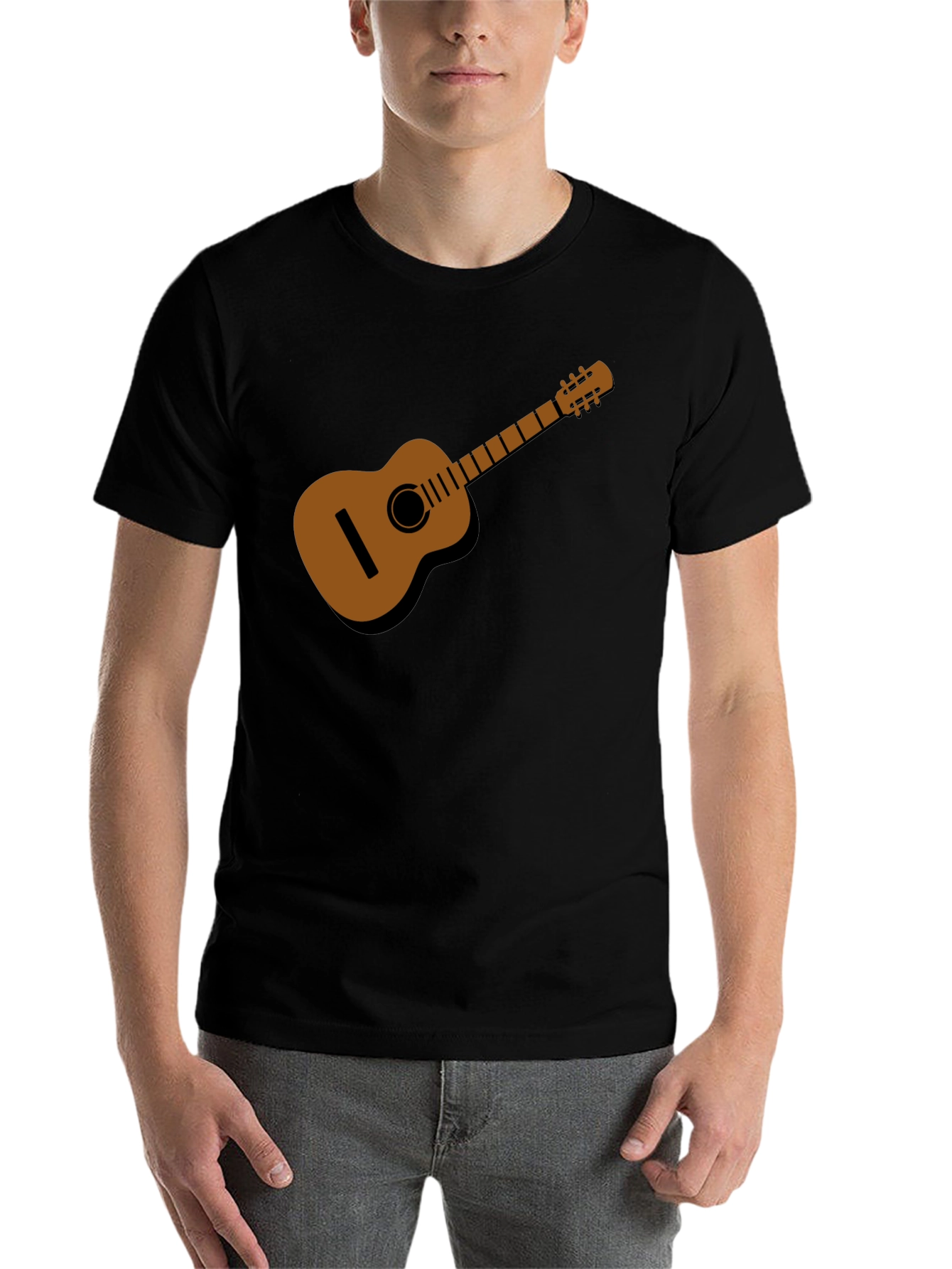 Black Acoustic Guitar T-Shirt - Music Lover Tee view 7