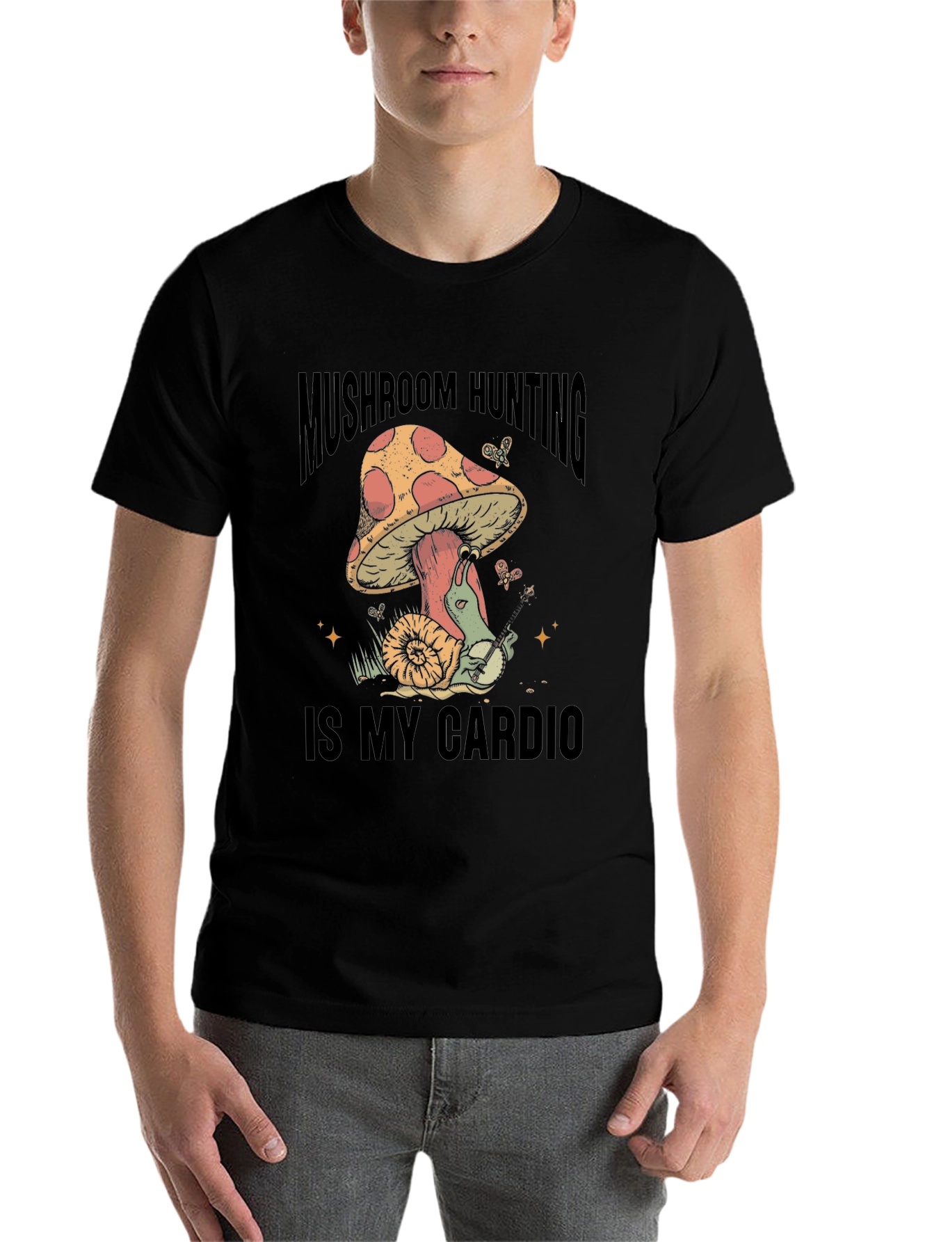 Black Mushroom Hunting is My Cardio T-Shirt view 7