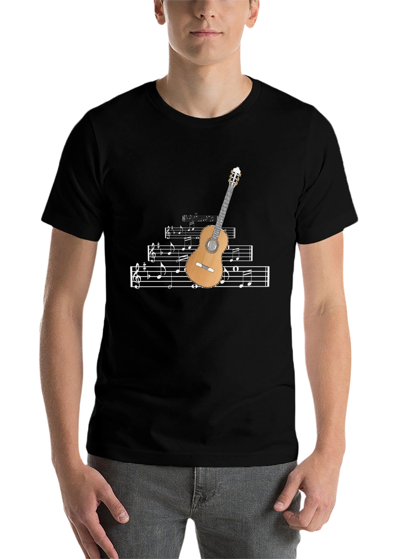 Black Musical Guitar Graphic Tee view 7
