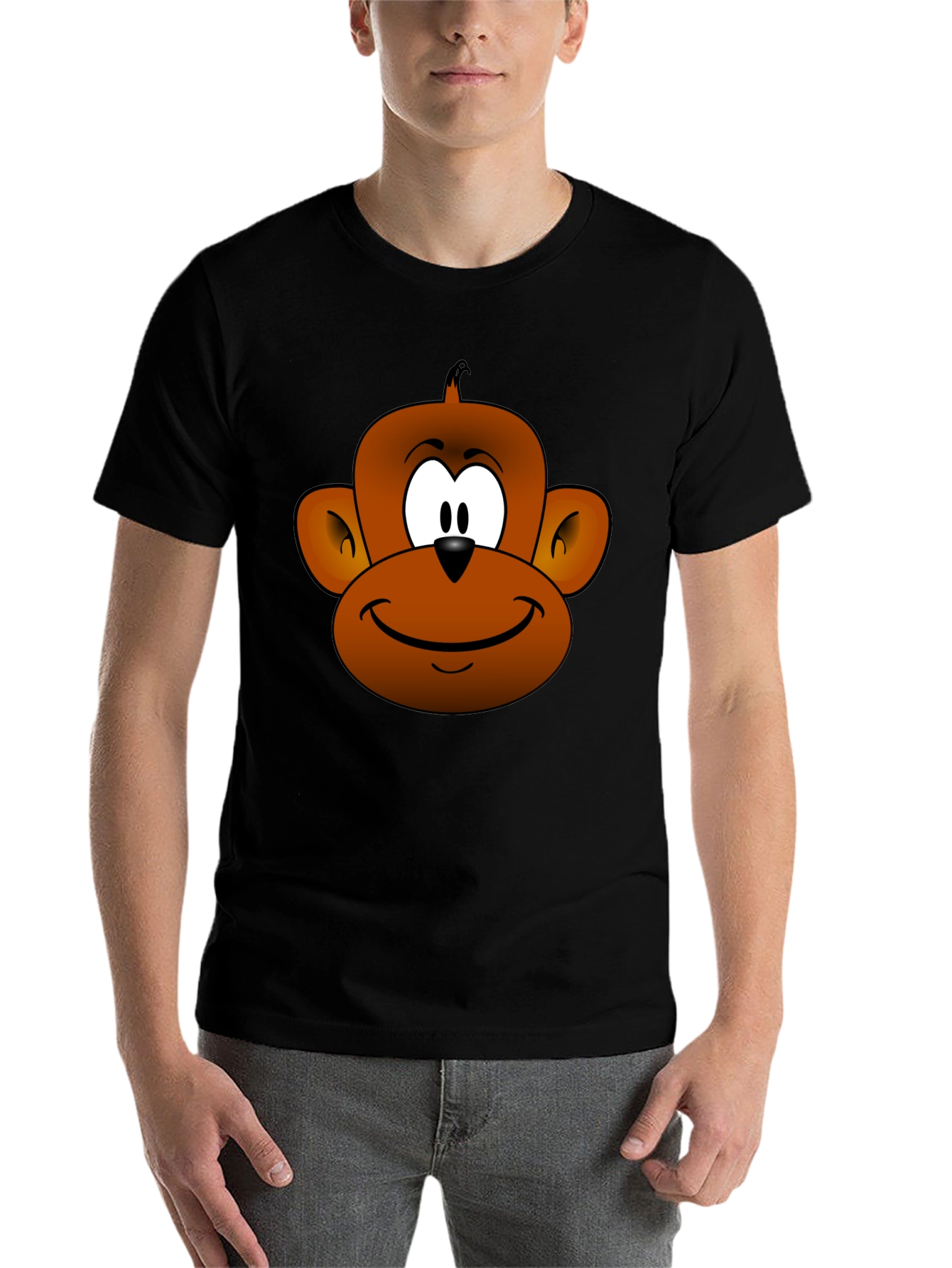 Black Cartoon Monkey Face T-Shirt view 7
