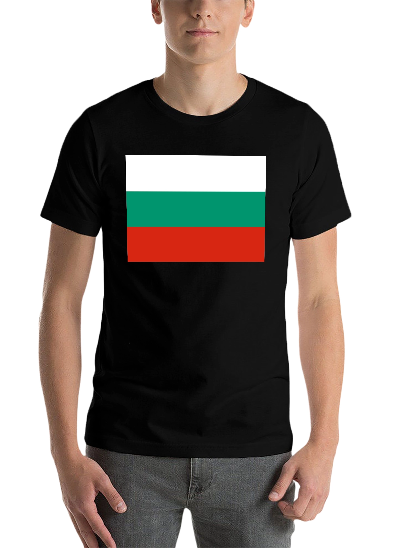 Black Bulgaria Flag Graphic T-Shirt - Black Crew Neck Tee view 7