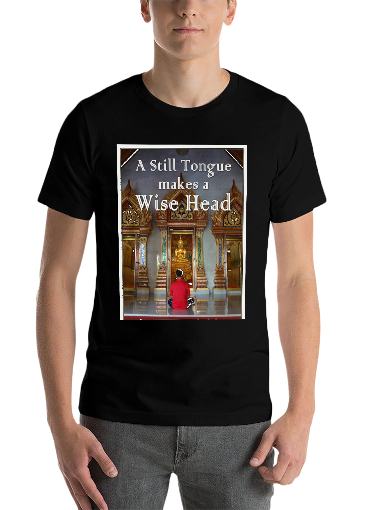 Black Wise Head T-Shirt - Buddha Inspired view 7