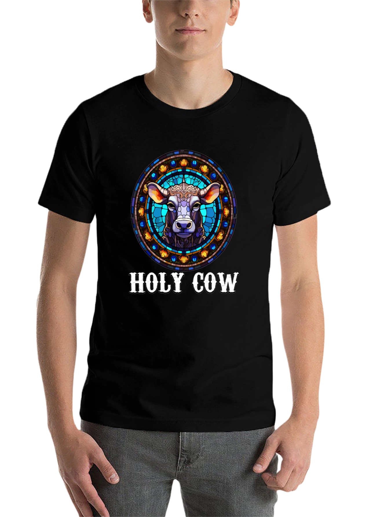 Black Holy Cow Graphic Tee - Black view 7