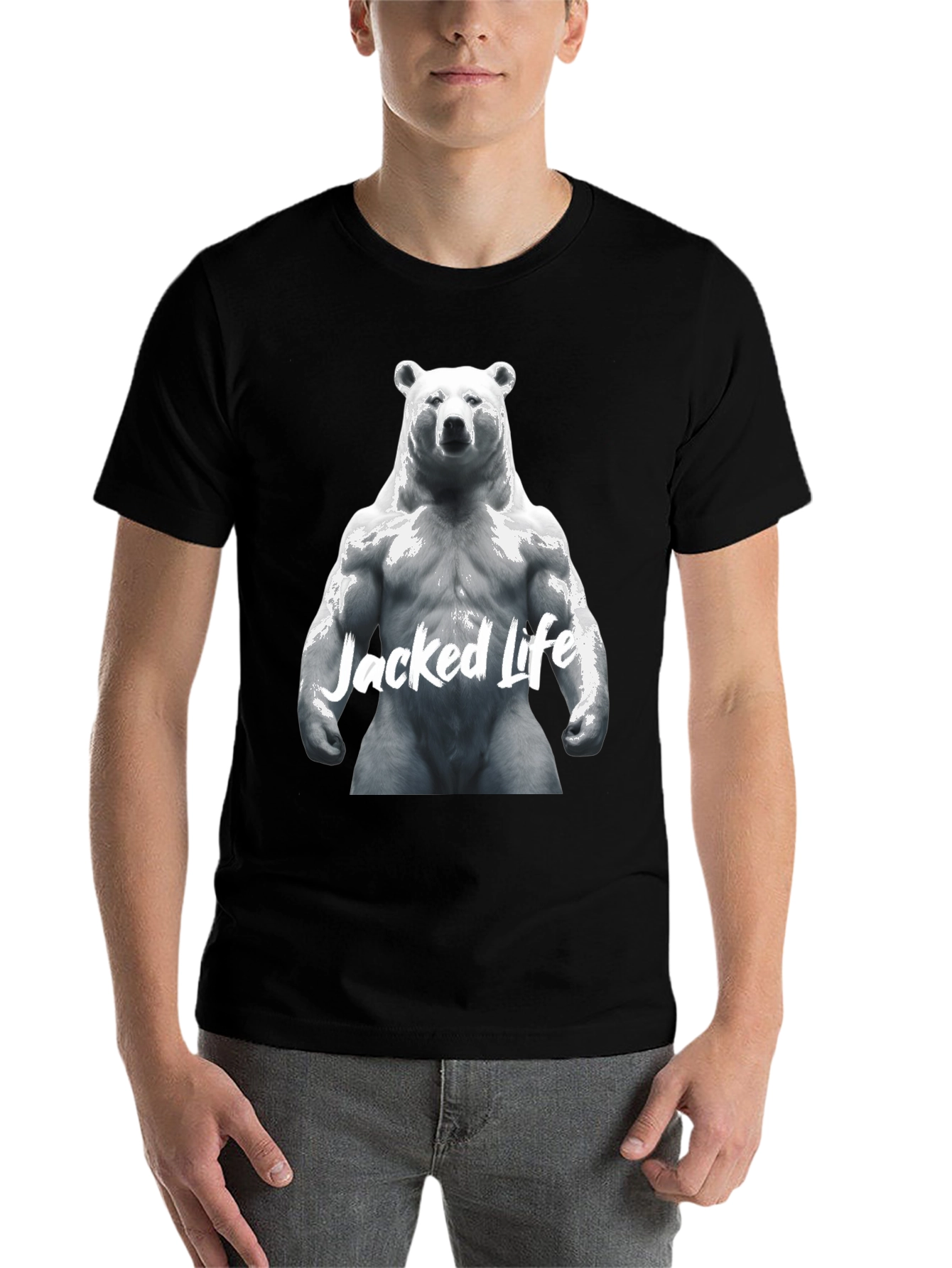 Black Jacked Life Bear Graphic Tee - Black view 7