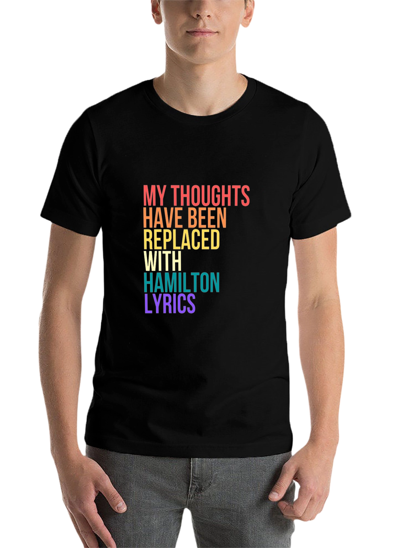 Black Hamilton Lyrics T-Shirt view 7