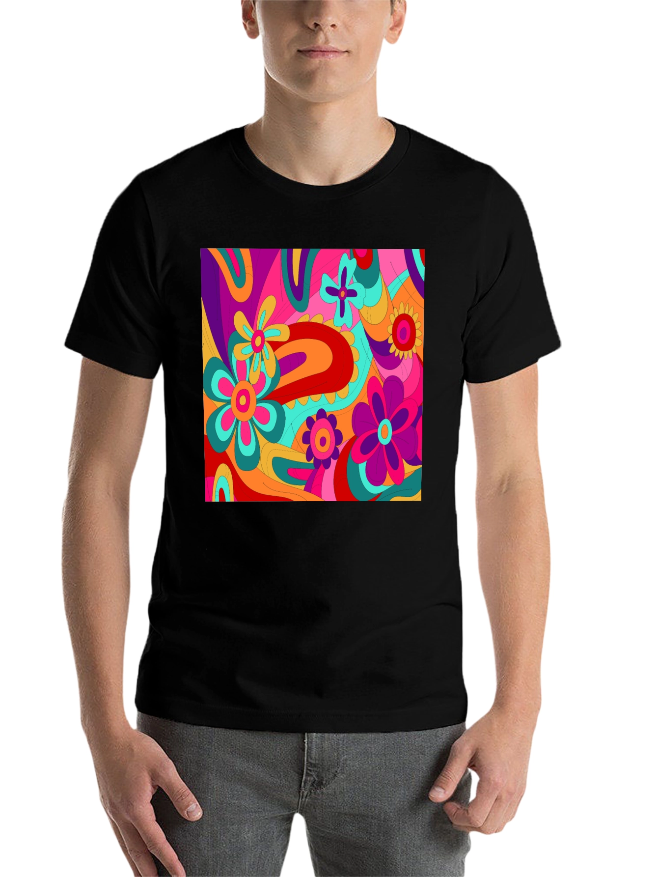 Retro Floral Print Tee - Vibrant 60s Style - 7