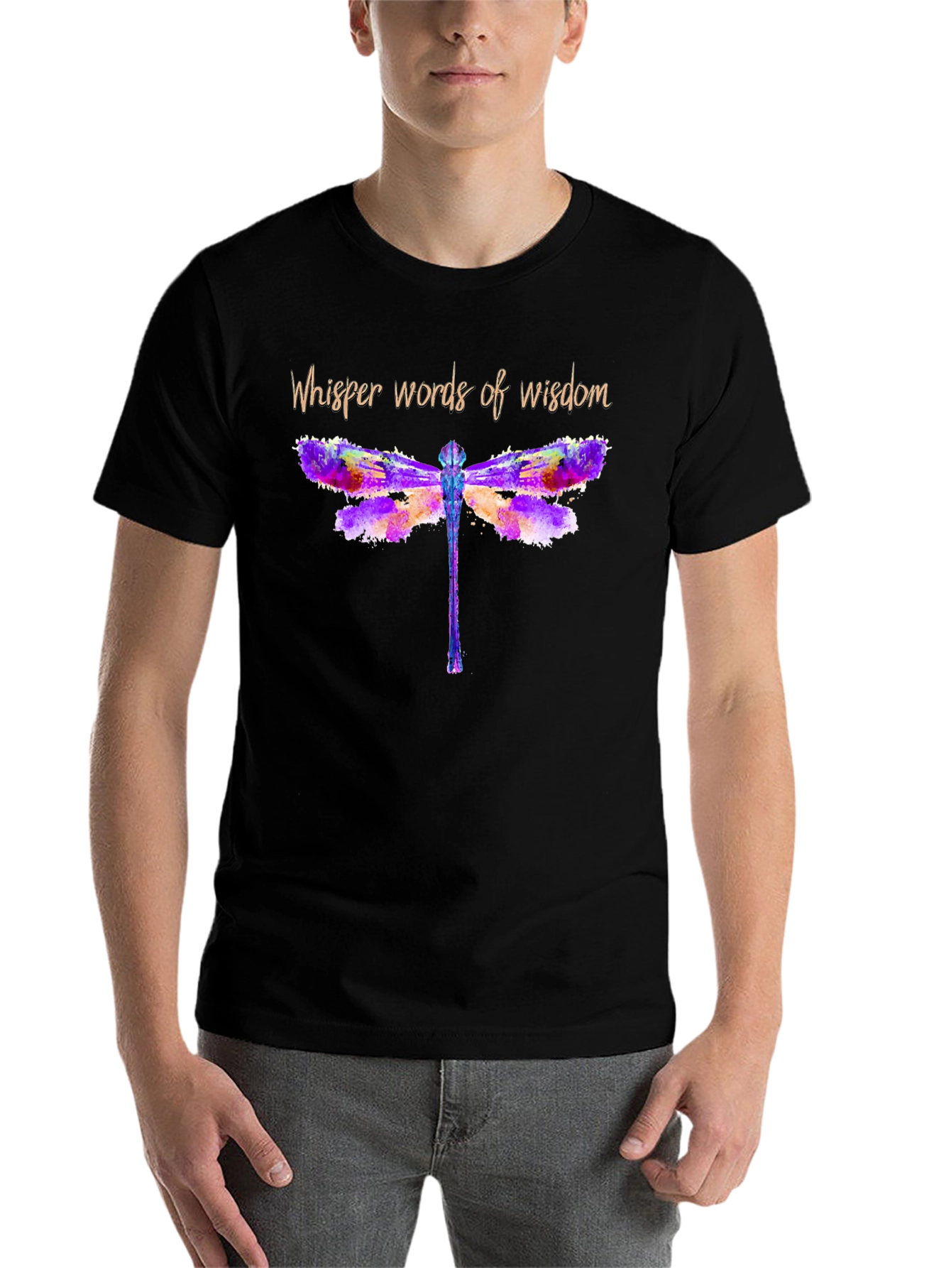 Black Watercolor Dragonfly Graphic T-Shirt - Whisper Words of Wisdom view 7