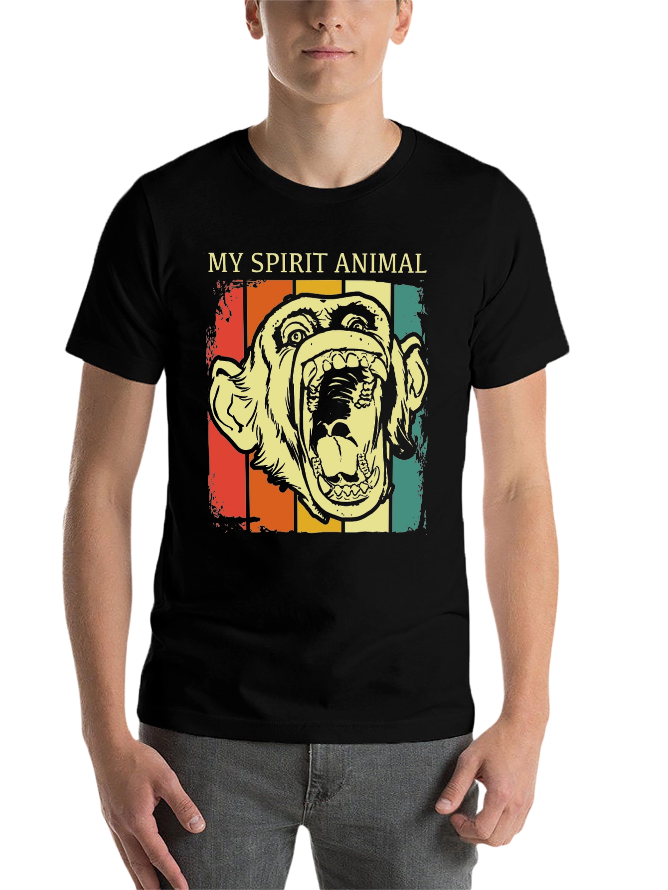 My Spirit Animal Retro Monkey Graphic T-Shirt - 7