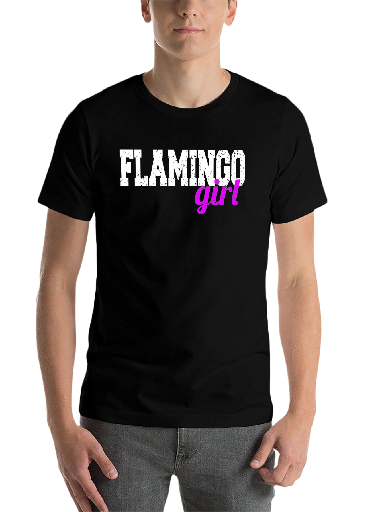 Black Flamingo Girl Black T-Shirt view 7