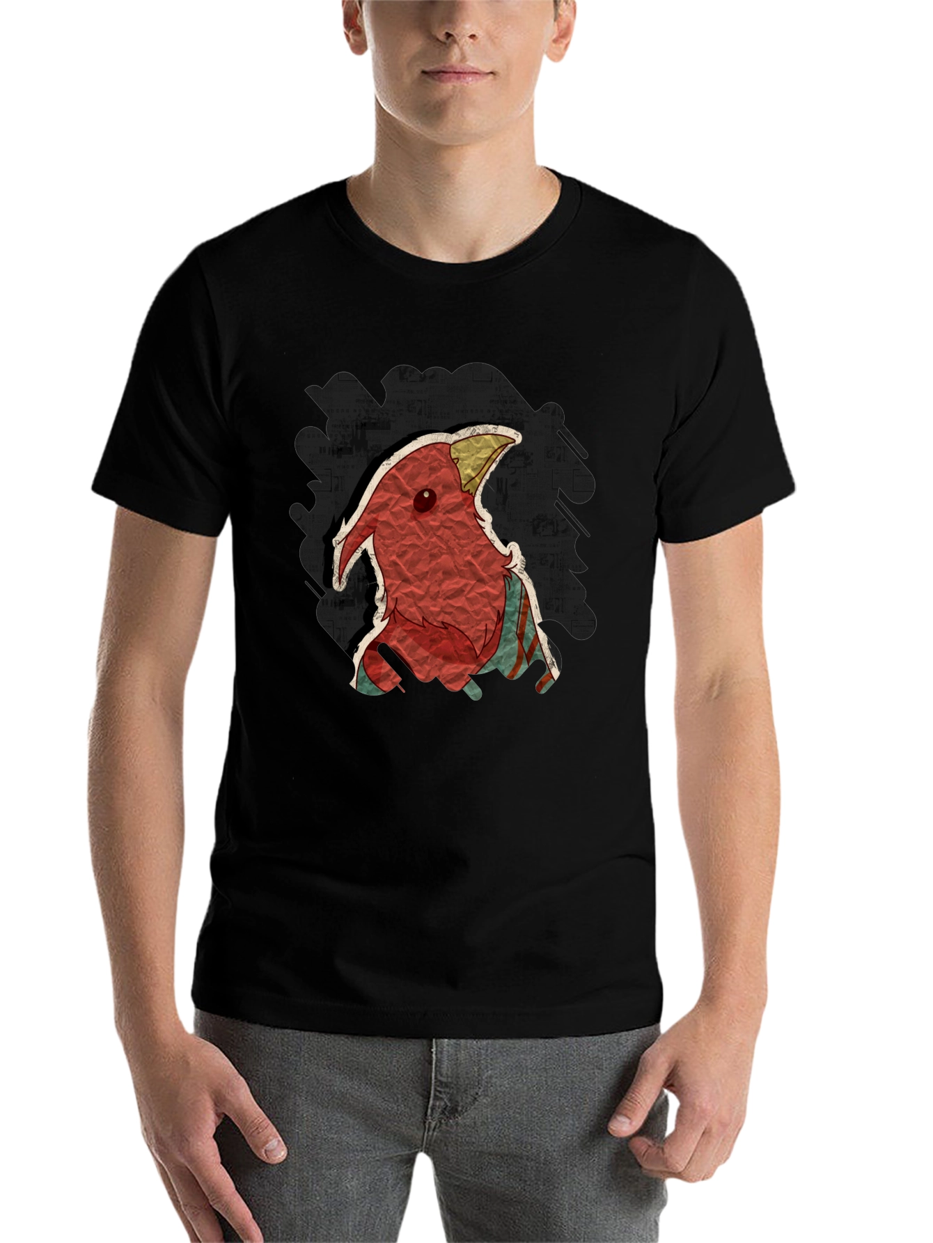 Black Unique Cardinal Graphic T-Shirt - Soft Black Tee view 7